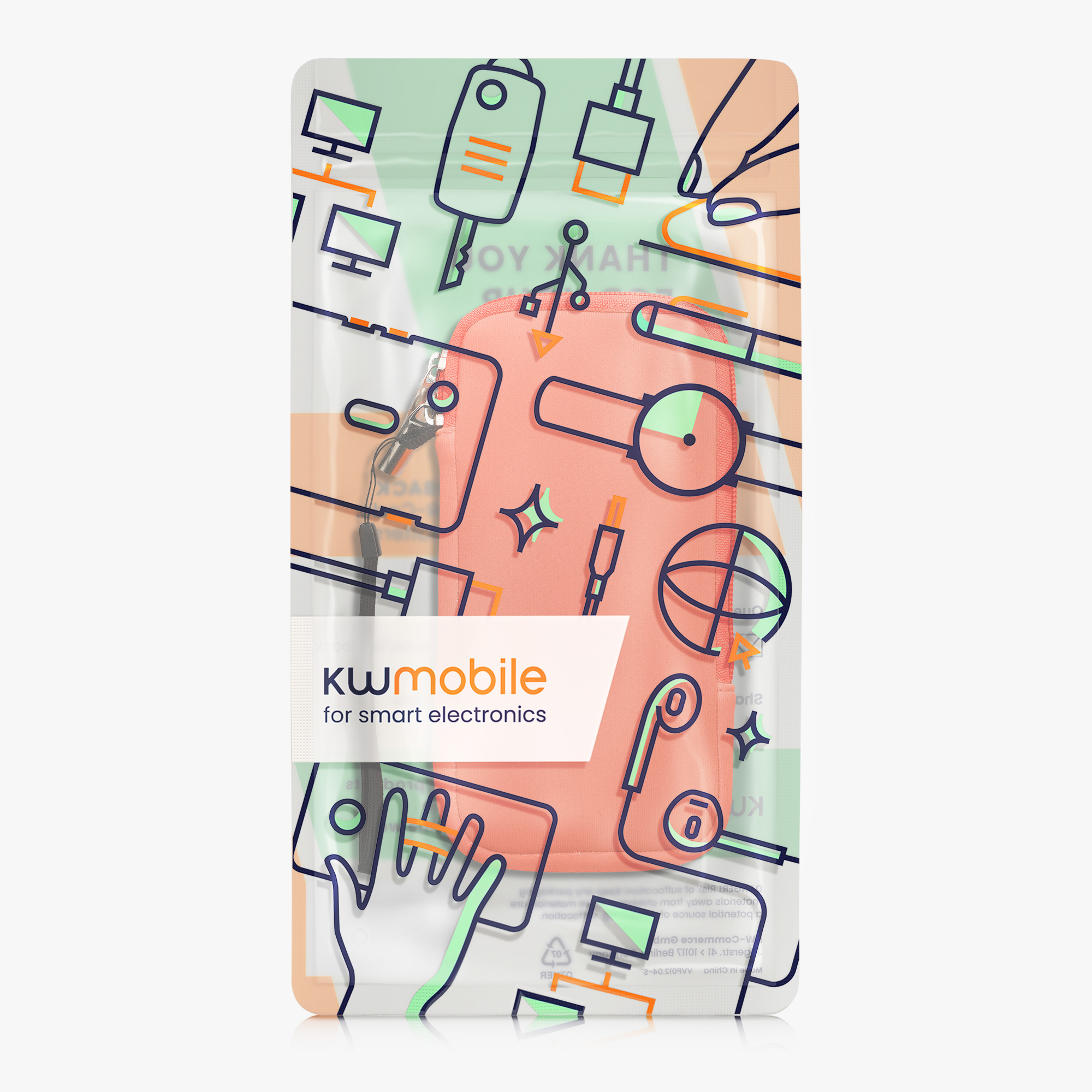Univerzální pouzdro kwmobile na mobil XXL - 7" - neonově korálová