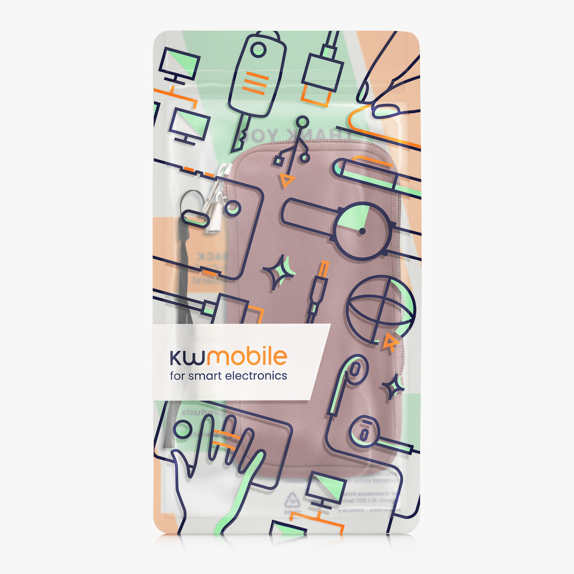 Univerzální pouzdro kwmobile na mobil XXL - 7" - tmavě růžová