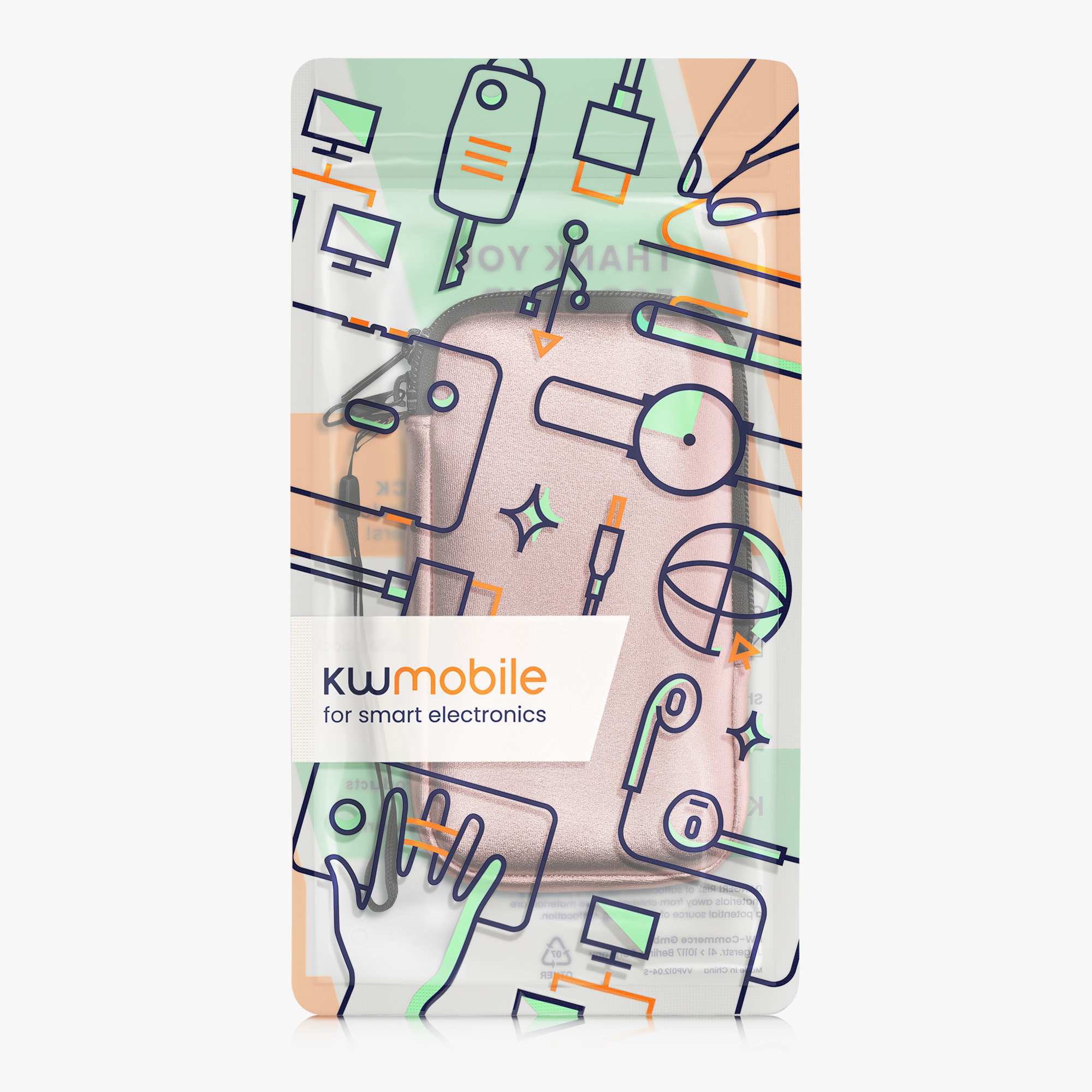 kwmobile univerzální pouzdro na mobil L 6.5", neopren, metalická růžově zlatá