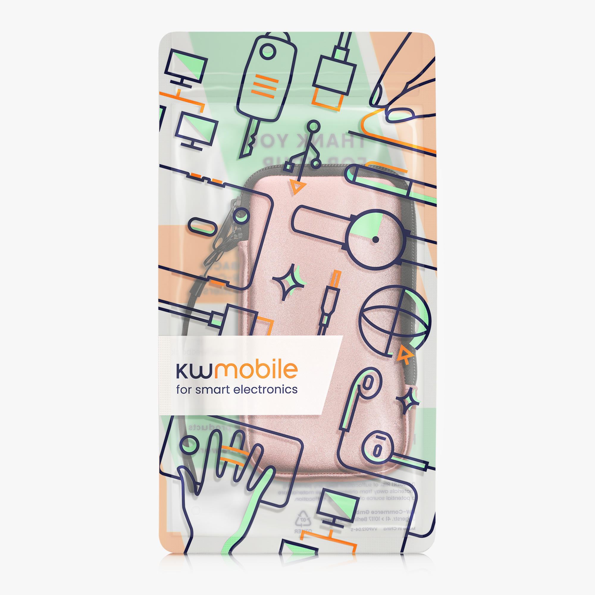 Univerzální pouzdro kwmobile na mobil XL 6,7/6,8" (17,7 x 8,5 cm) - metalická růžově zlatá
