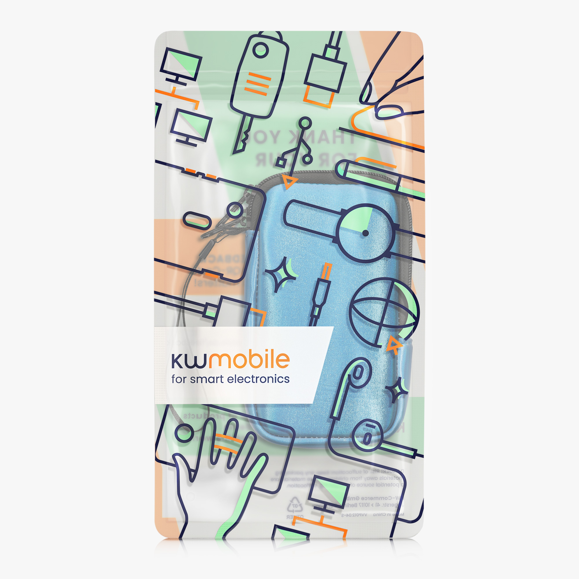Univerzální pouzdro na mobil kwmobile pro Universal Phone Pouch Size M, sleeve in metallic caribbean blue