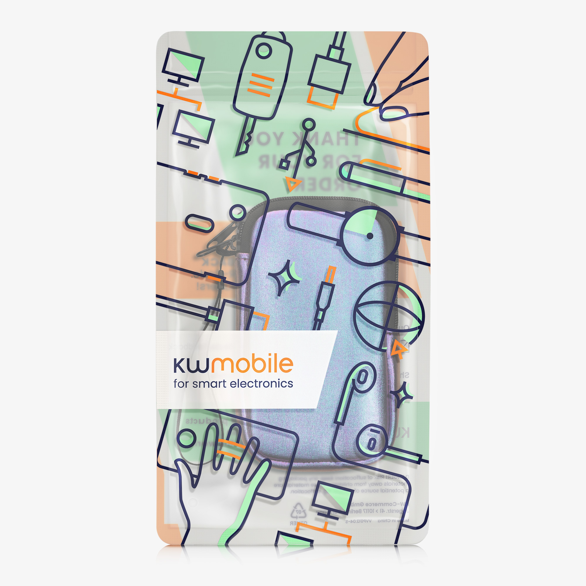 kwmobile univerzální pouzdro na mobil L 6.5", neopren, Metallic levandulová
