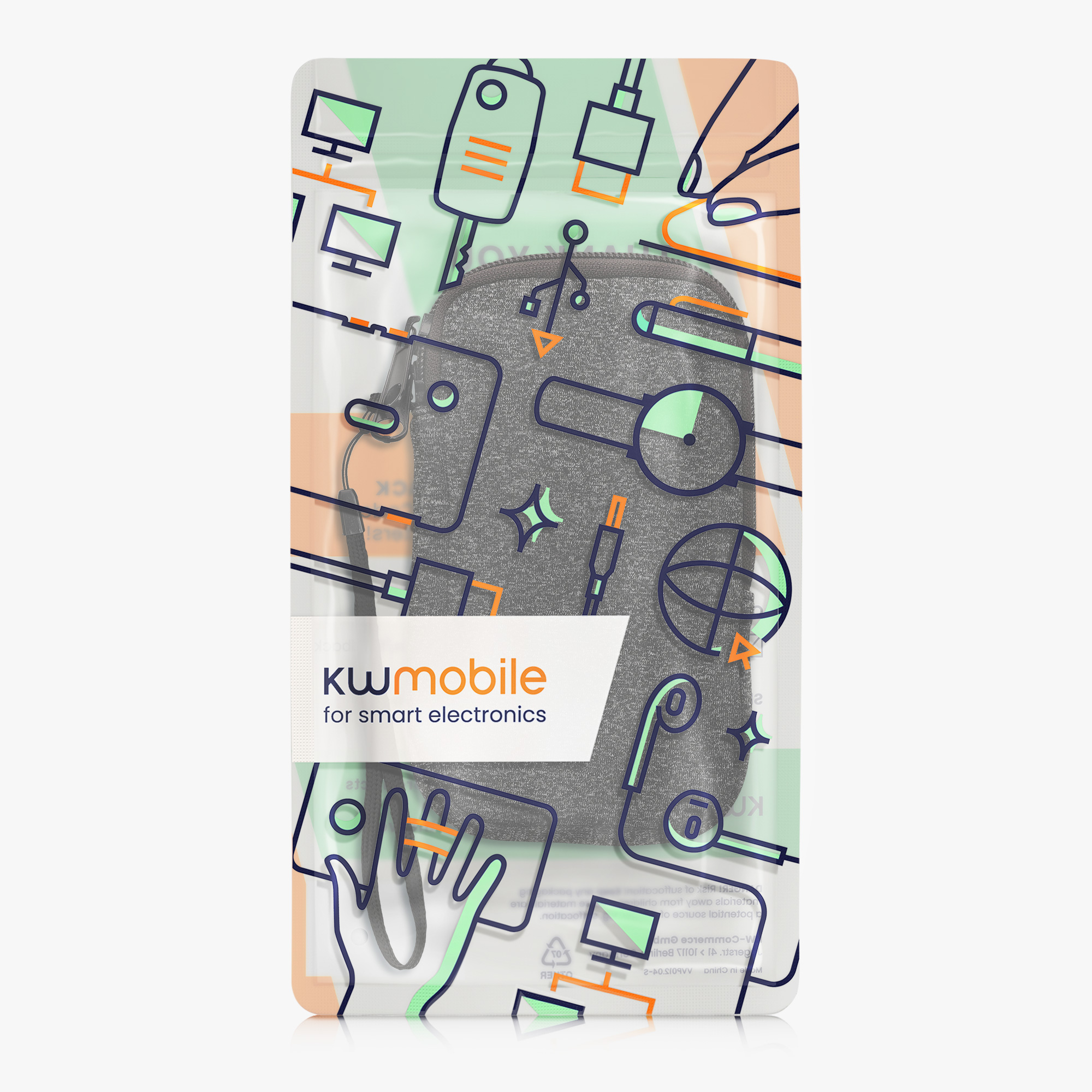 Univerzální pouzdro na mobil kwmobile - XL - 17,7 x 8,5 cm (6.7/6.8") - antracitová / bílá