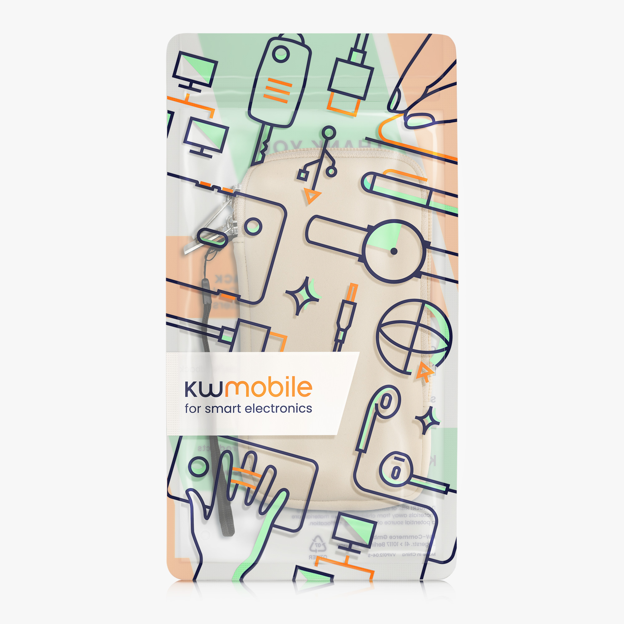 Univerzální pouzdro na mobil kwmobile - XL - 17,7 x 8,5 cm (6.7/6.8") - krémová