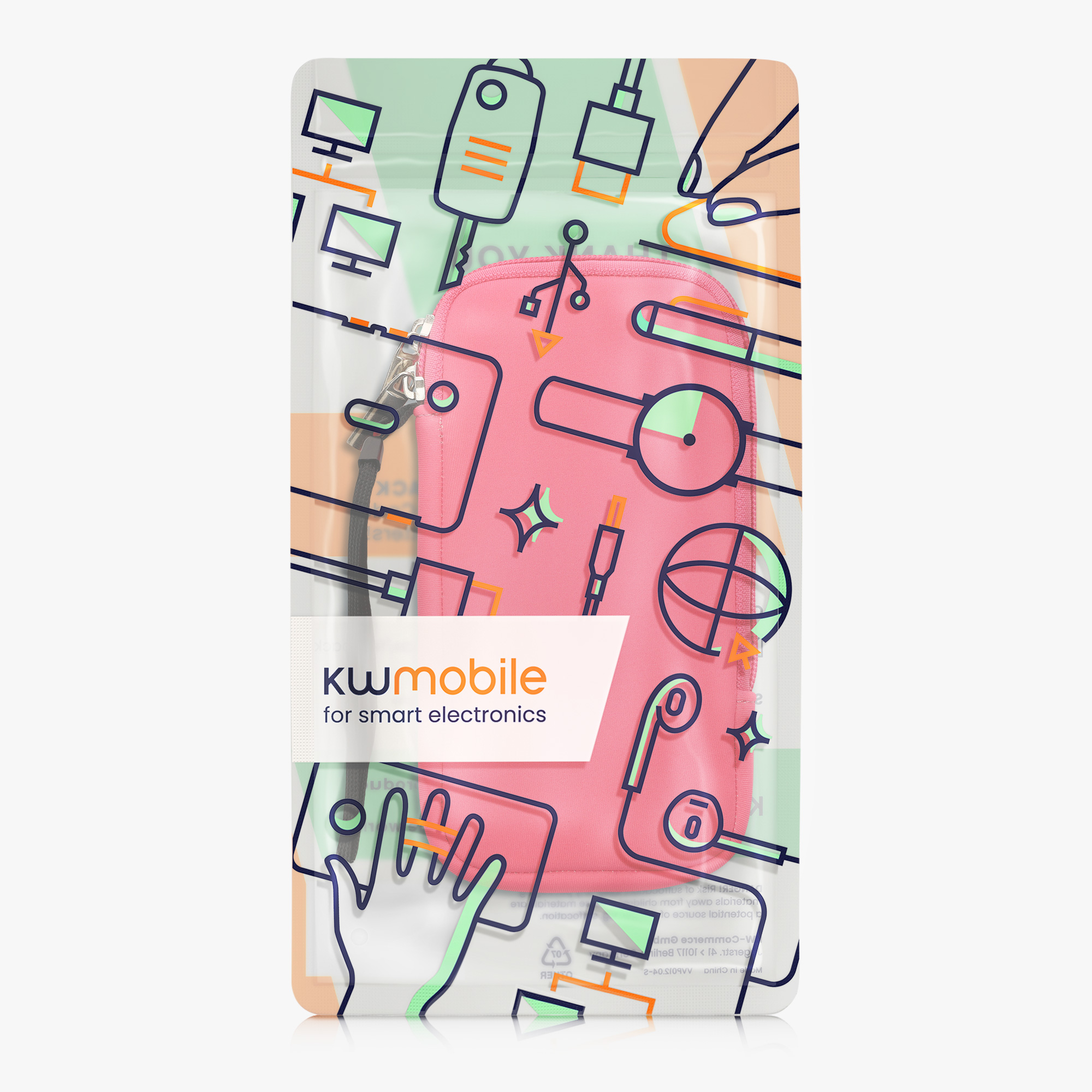 Univerzální pouzdro kwmobile na mobil XXL - 7" - neonově růžová