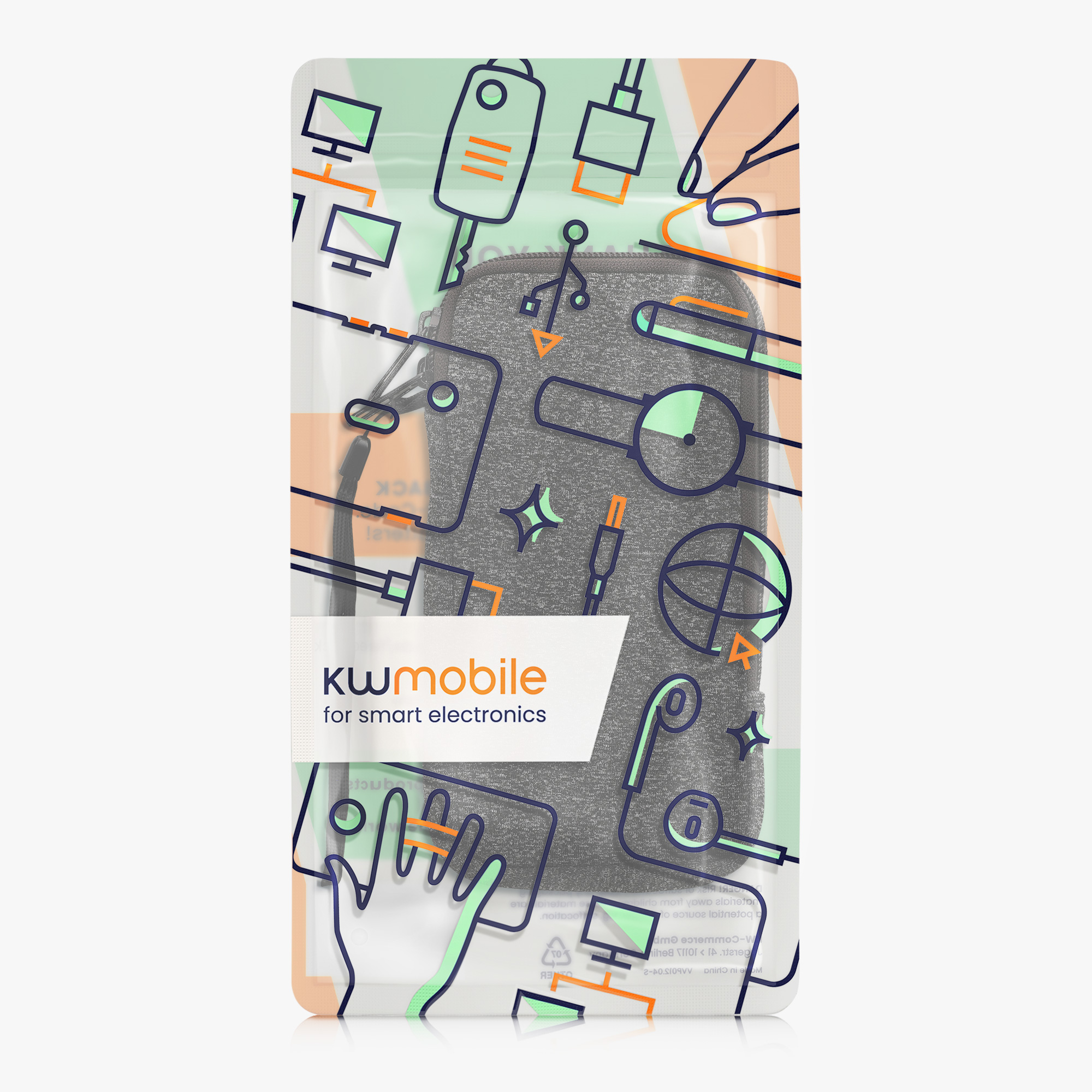 Univerzální pouzdro kwmobile na mobil XXL - 7" - antracitová / bílá