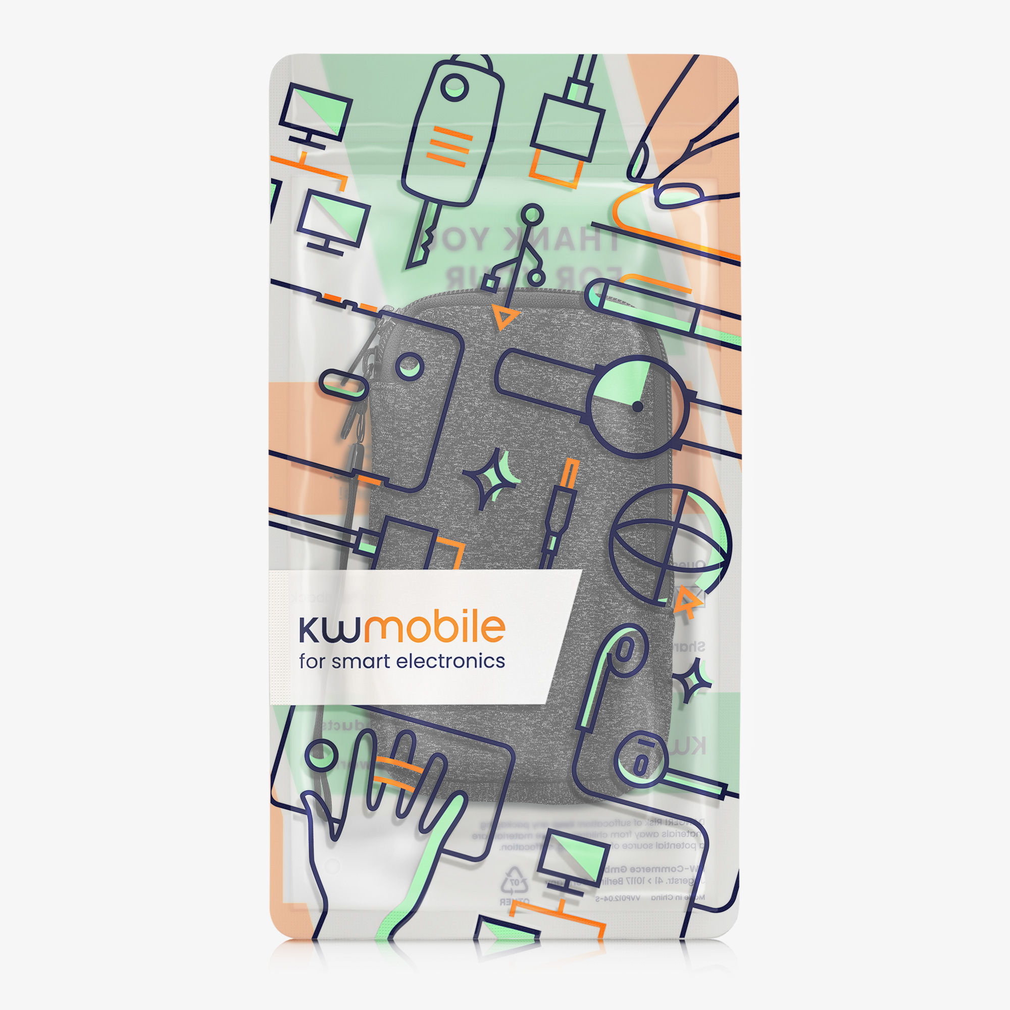 kwmobile univerzální pouzdro na mobil L 6.5", neopren, antracitová / bílá