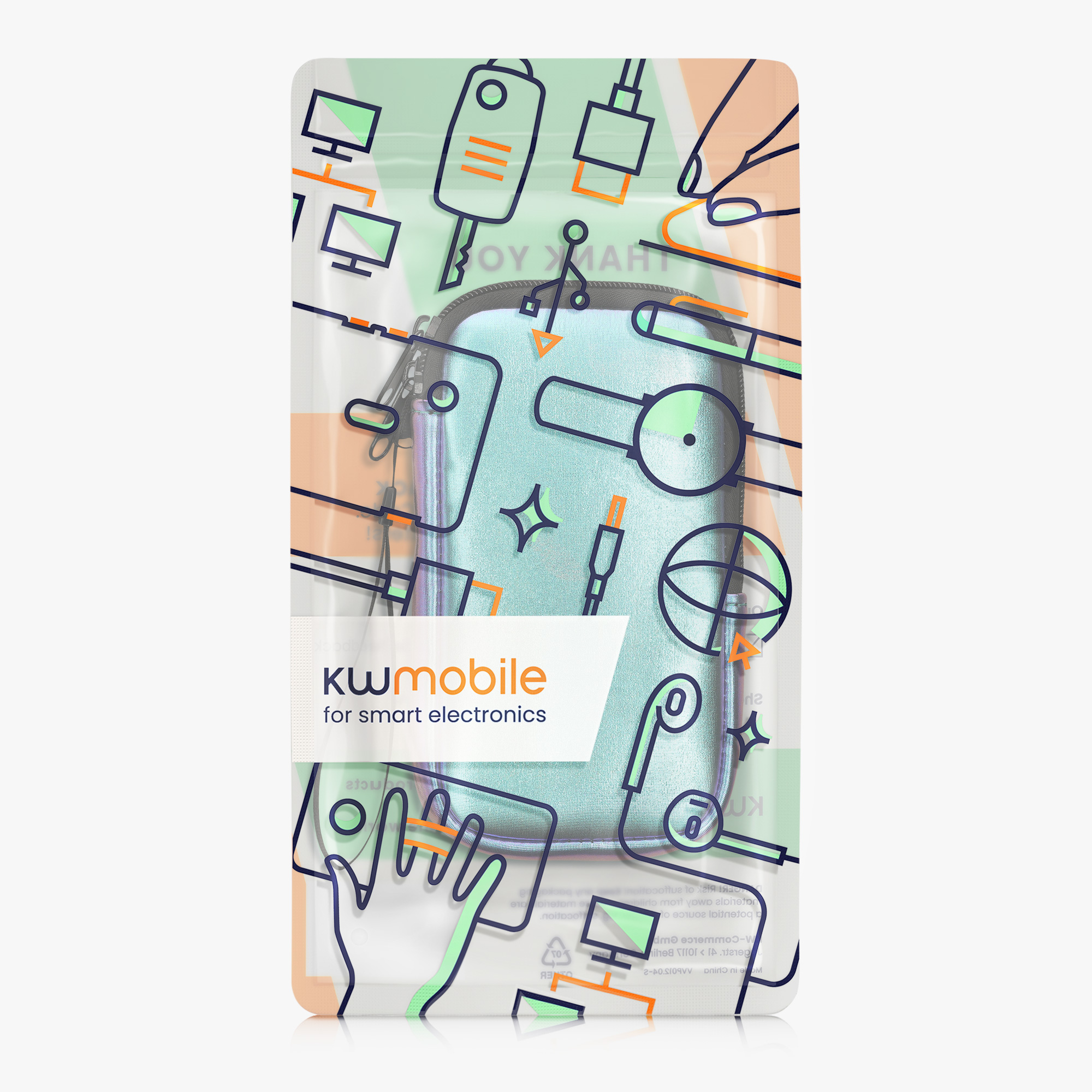 Univerzální pouzdro kwmobile na mobil XXL - 7" - metalická petrolejová