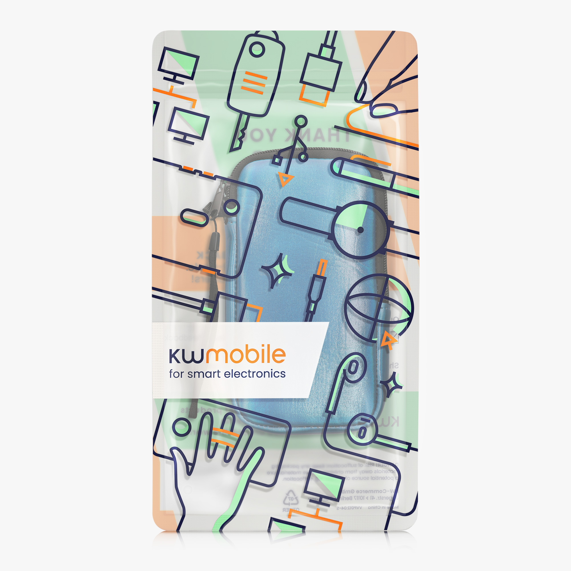 Univerzální pouzdro kwmobile na mobil XXL - 7" - metalická karibská modrá