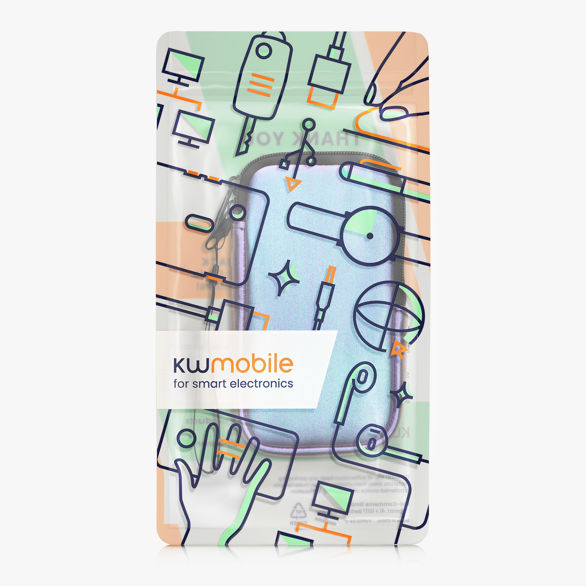 Univerzální pouzdro kwmobile na mobil XL 6,7/6,8" (17,7 x 8,5 cm) - metalická levandulová