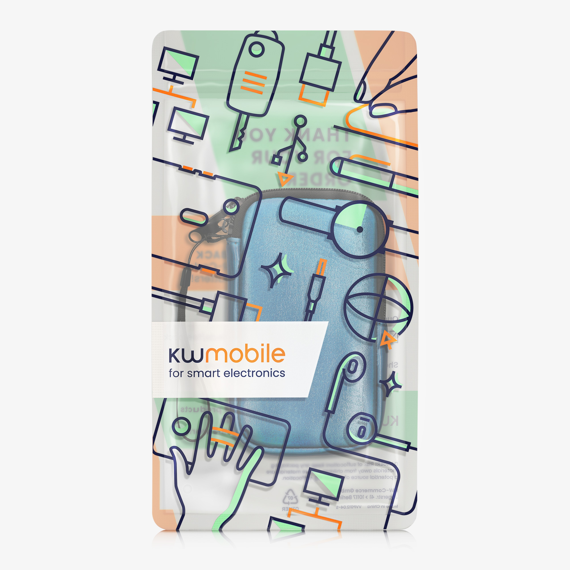 kwmobile univerzální pouzdro na mobil L 6.5", neopren, metalická karibská modrá