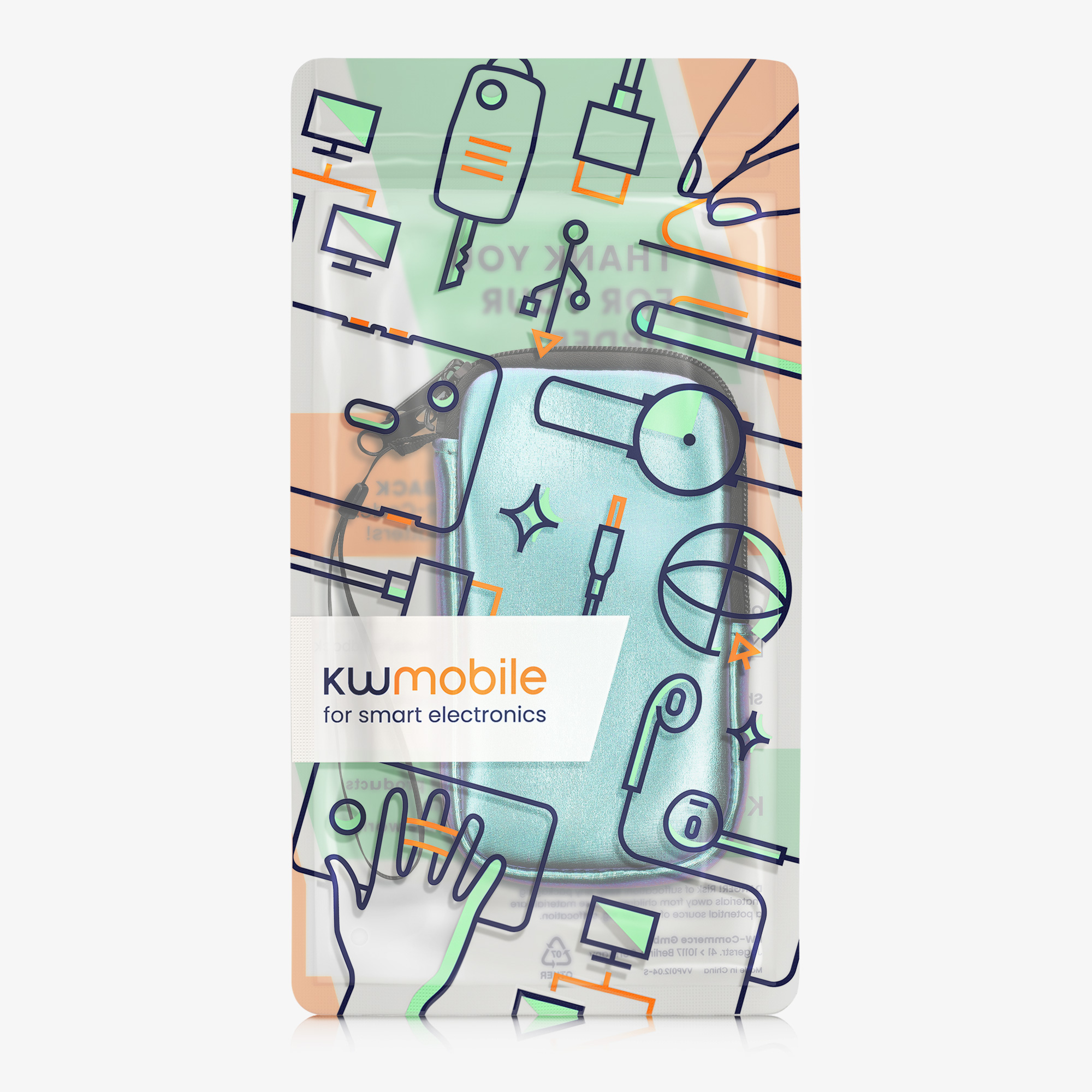 kwmobile univerzální pouzdro na mobil L 6.5", neopren, metalická teal