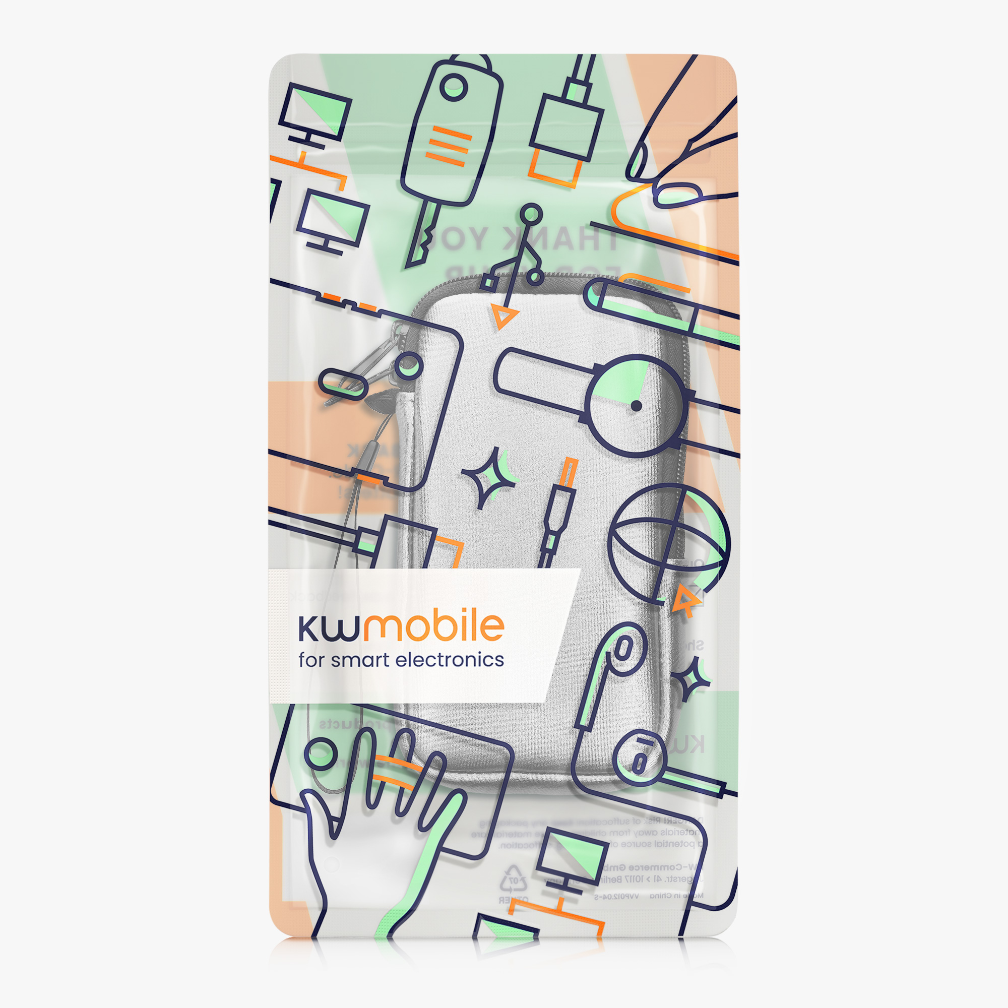 Univerzální pouzdro kwmobile na mobil XXL - 7" - metalická šedá