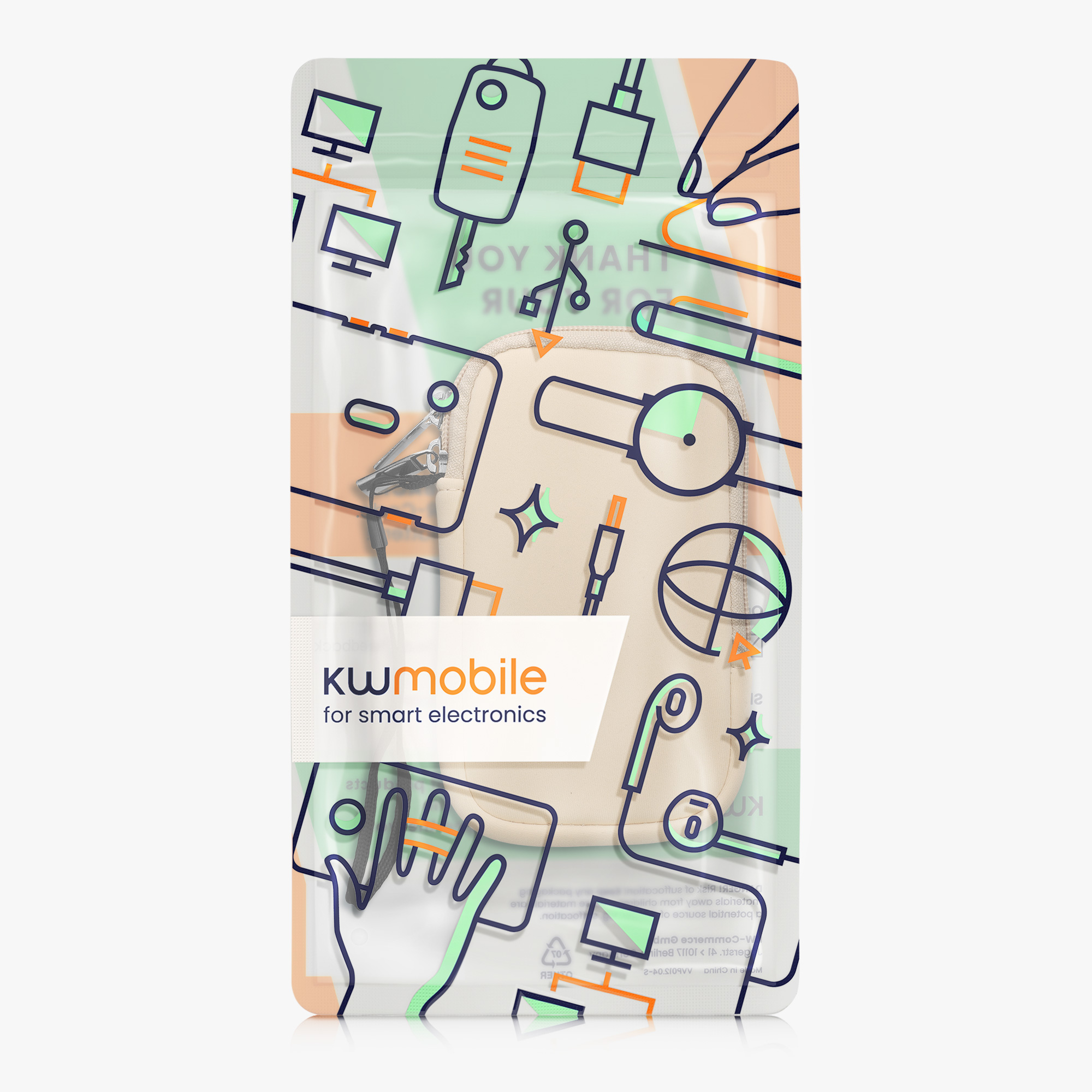 Univerzální pouzdro na mobil kwmobile pro Universal Phone Pouch Size M, sleeve in cream