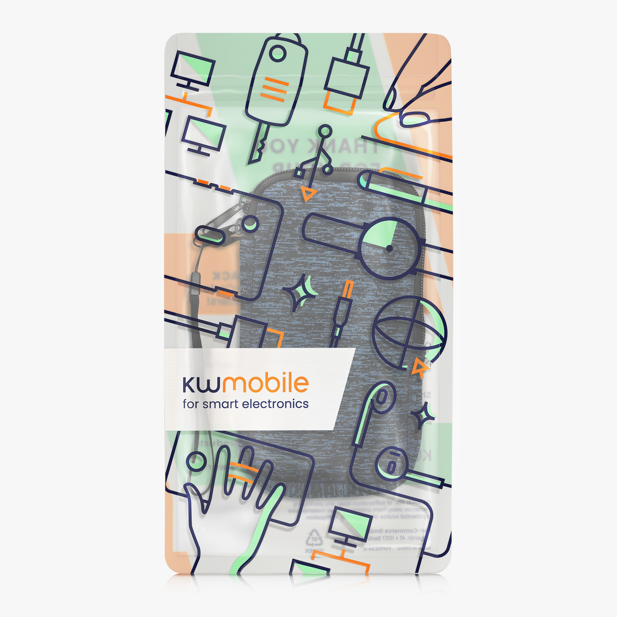 Univerzální pouzdro kwmobile na mobil XL 6,7/6,8" (17,7 x 8,5 cm) - hluboký oceán / černá
