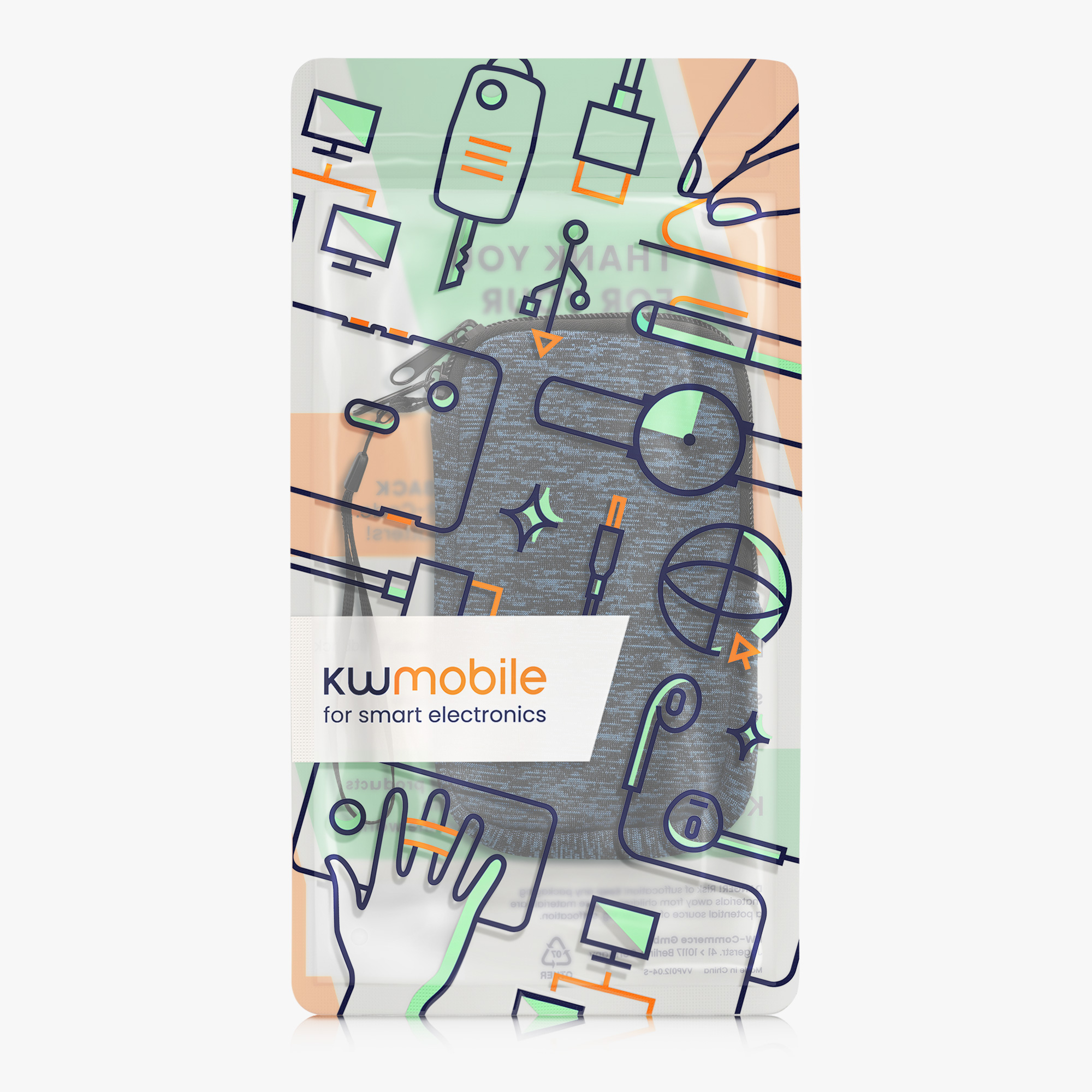 kwmobile univerzální pouzdro na mobil L 6.5", neopren, Deep Ocean / černá