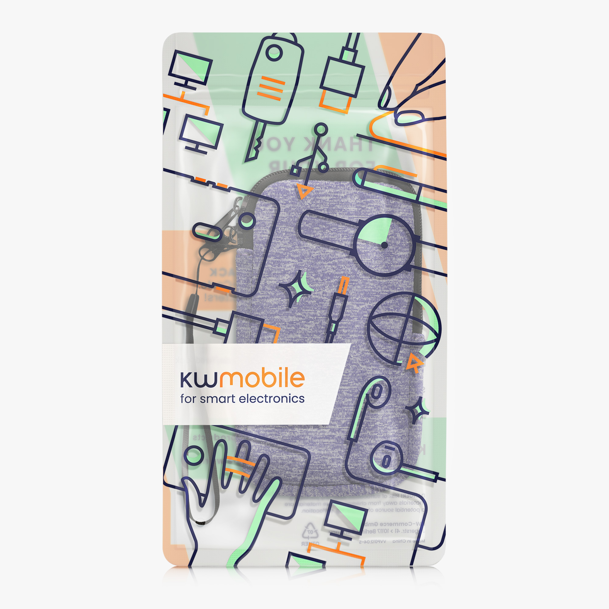 Univerzální pouzdro kwmobile na mobil XXL - 7" - denimová / bílá