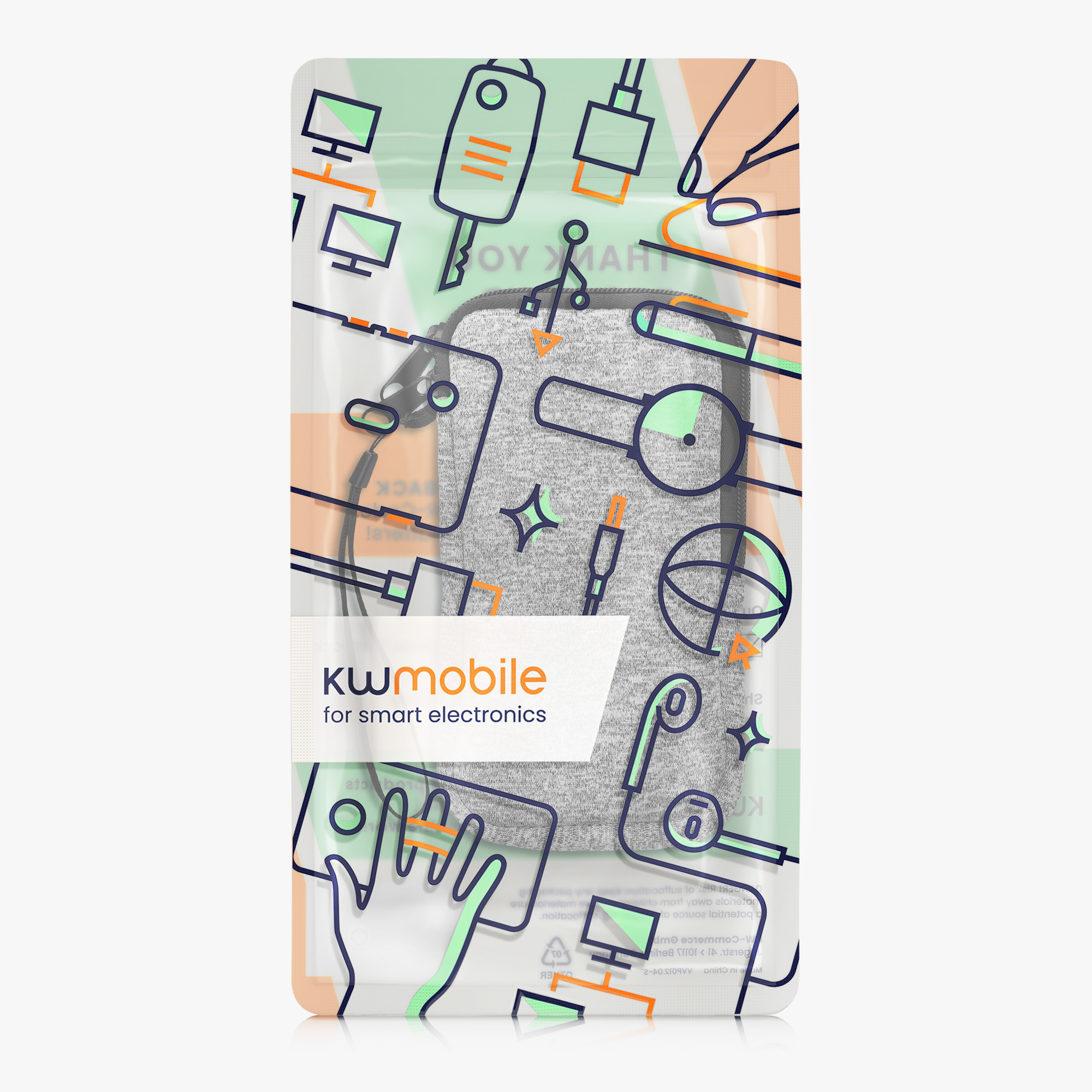Univerzální pouzdro na mobil kwmobile - XL - 17,7 x 8,5 cm (6.7/6.8") - světle šedá / bílá