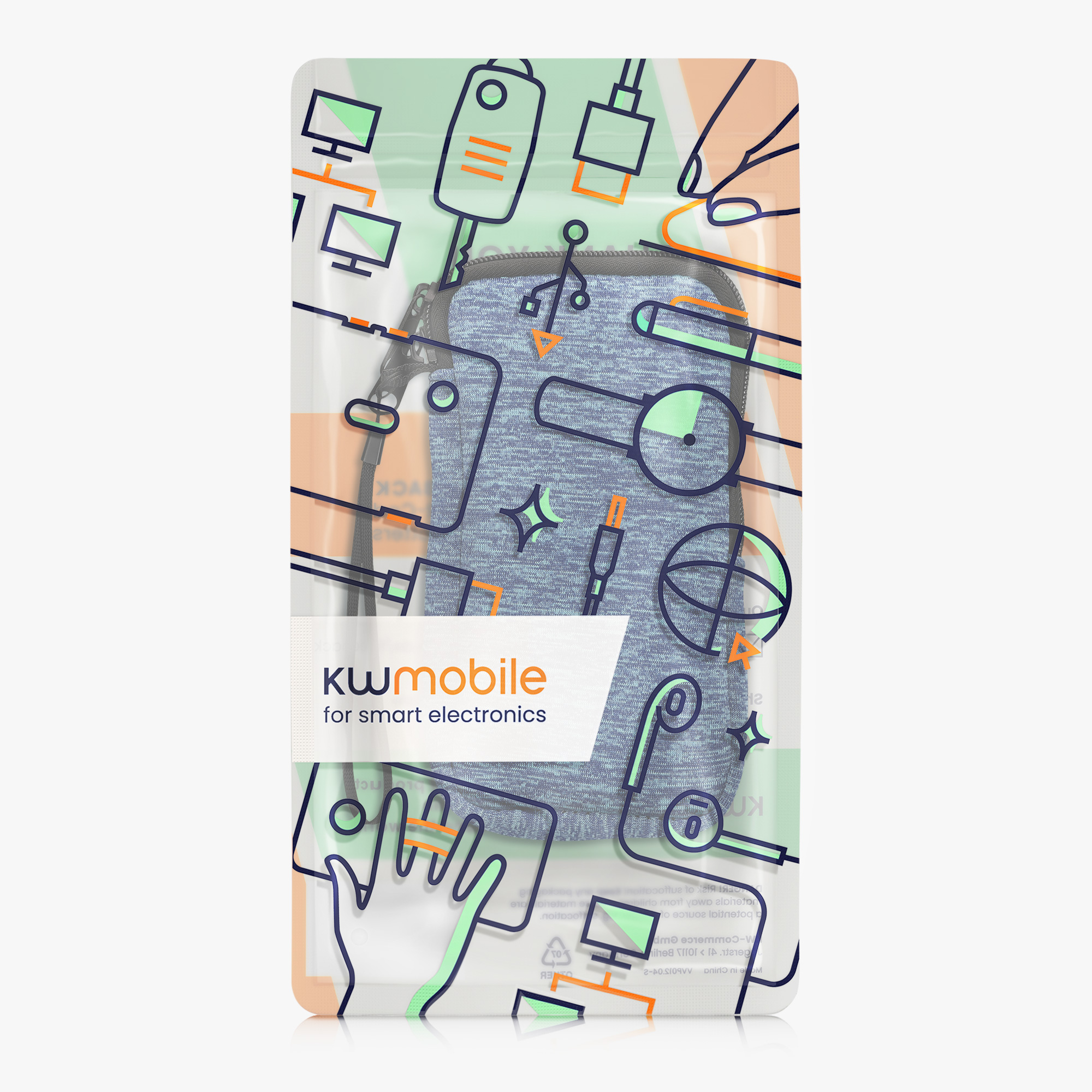 Univerzální pouzdro kwmobile na mobil XL 6,7/6,8" (17,7 x 8,5 cm) - oceánově modrá / modrá