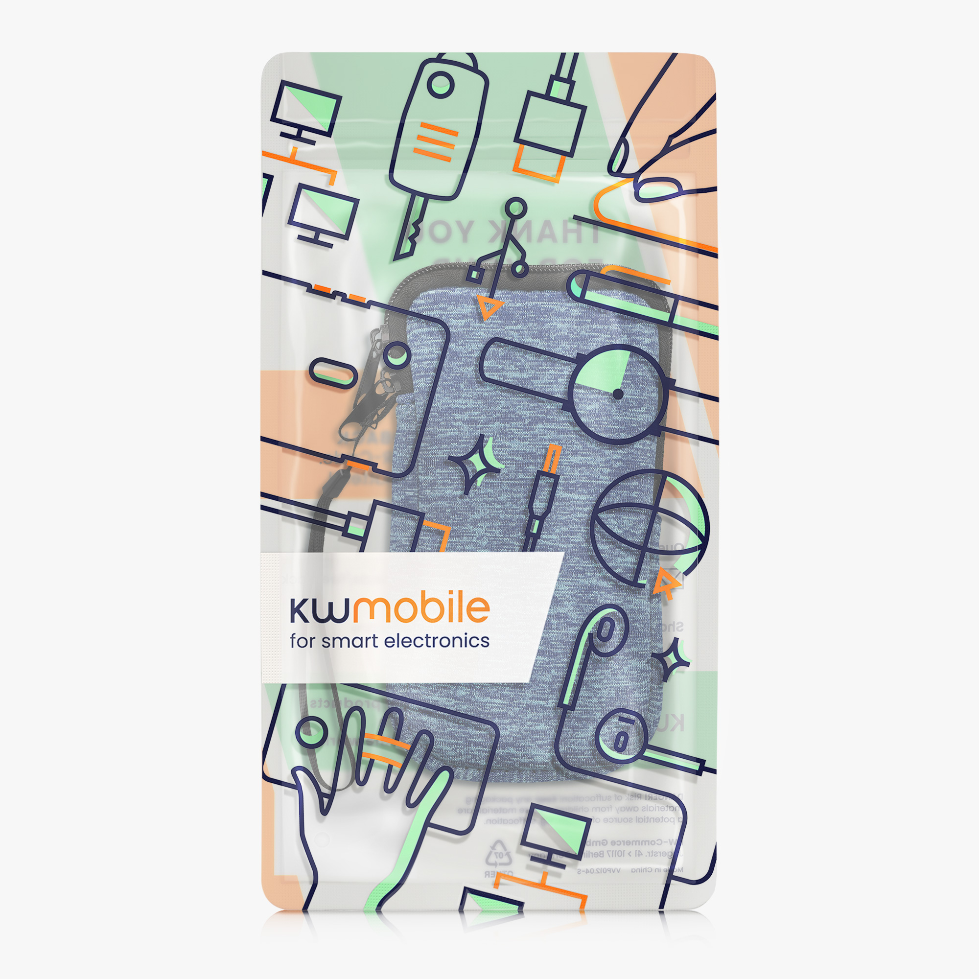Univerzální pouzdro kwmobile na mobil XXL - 7" - oceánově modrá / světle modrá