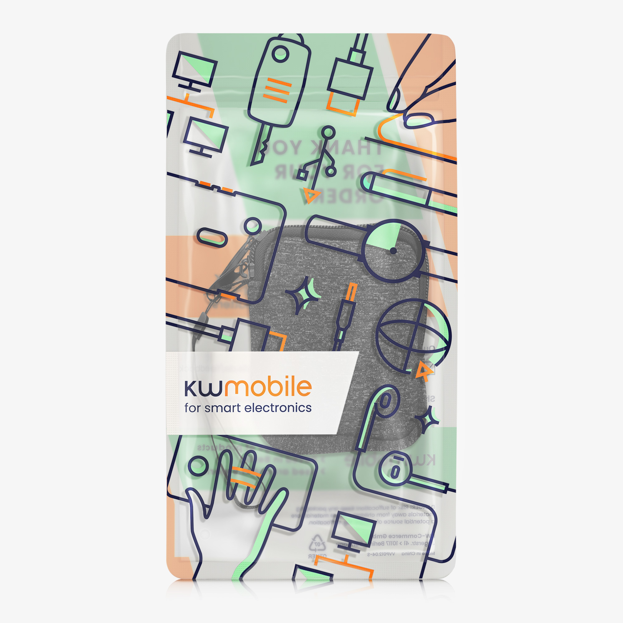 Univerzální pouzdro kwmobile na mobil XXS - 3 / 3,5" - antracitová / bílá