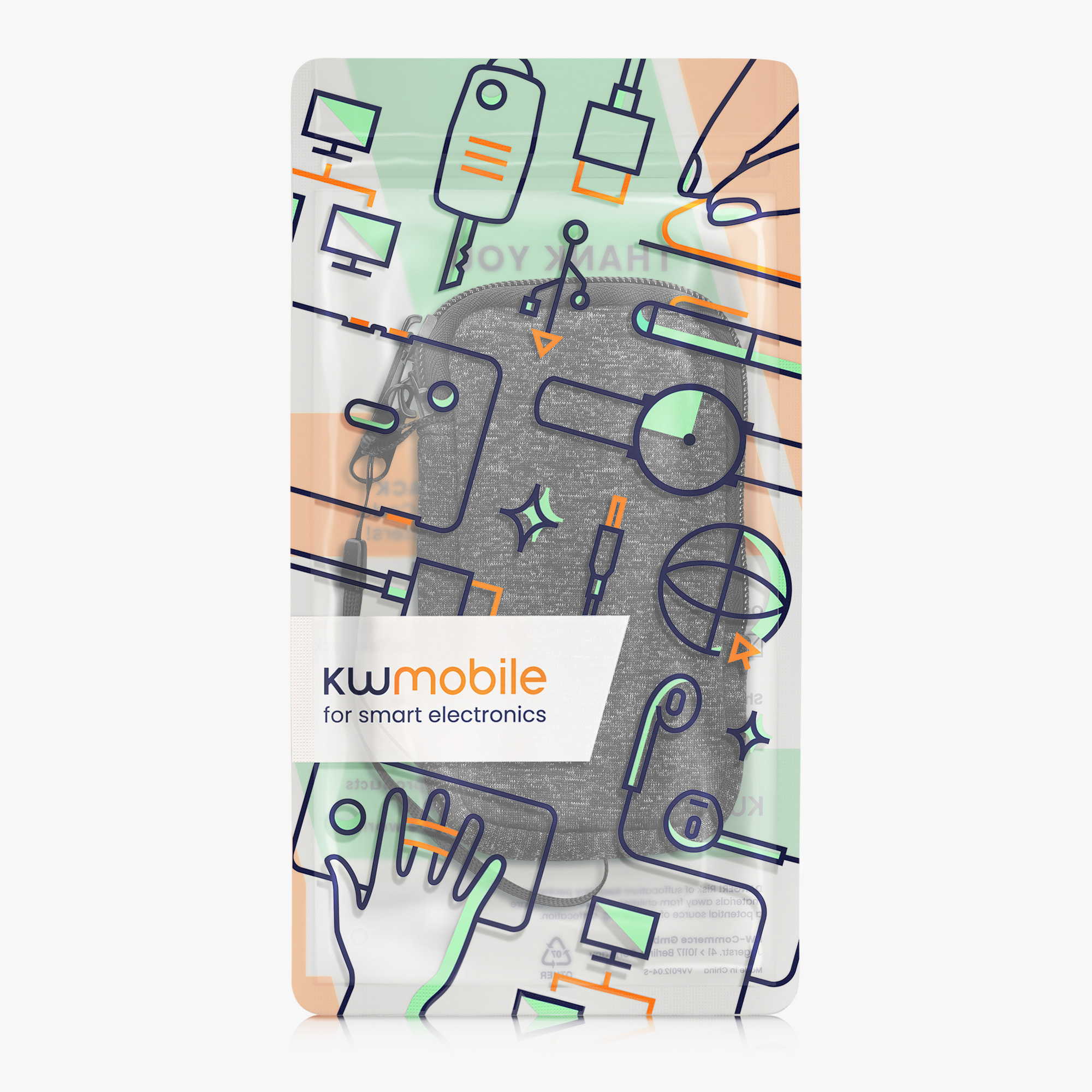 Univerzální pouzdro na mobil kwmobile - XS - 3,5/4" - antracitová / bílá