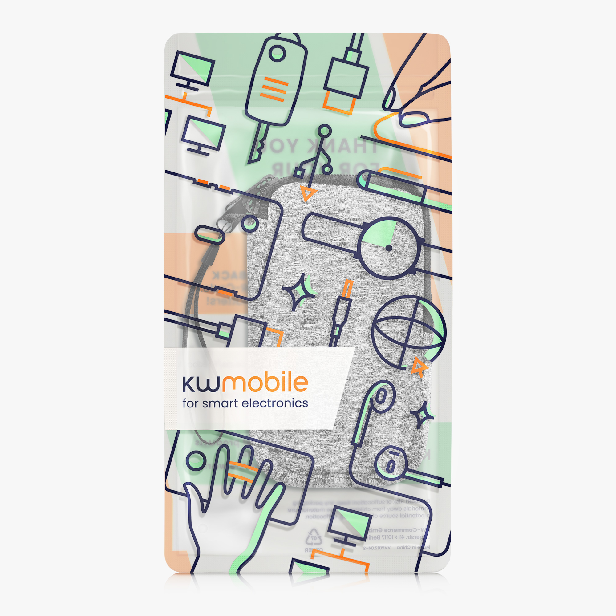 kwmobile univerzální pouzdro na mobil L 6.5", neopren, světle šedá Matte / bílá