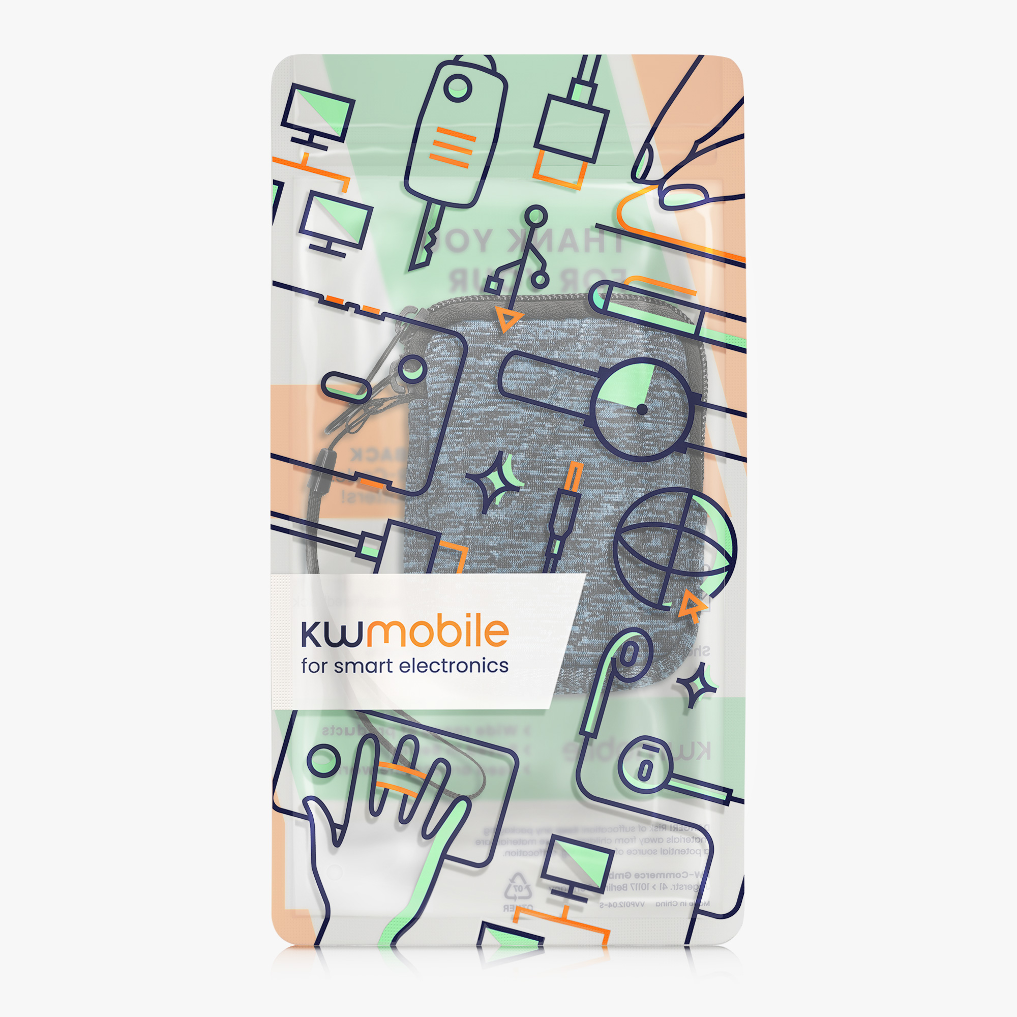 Univerzální pouzdro kwmobile na mobil XXS - 3 / 3,5" - temně oceánová / černá