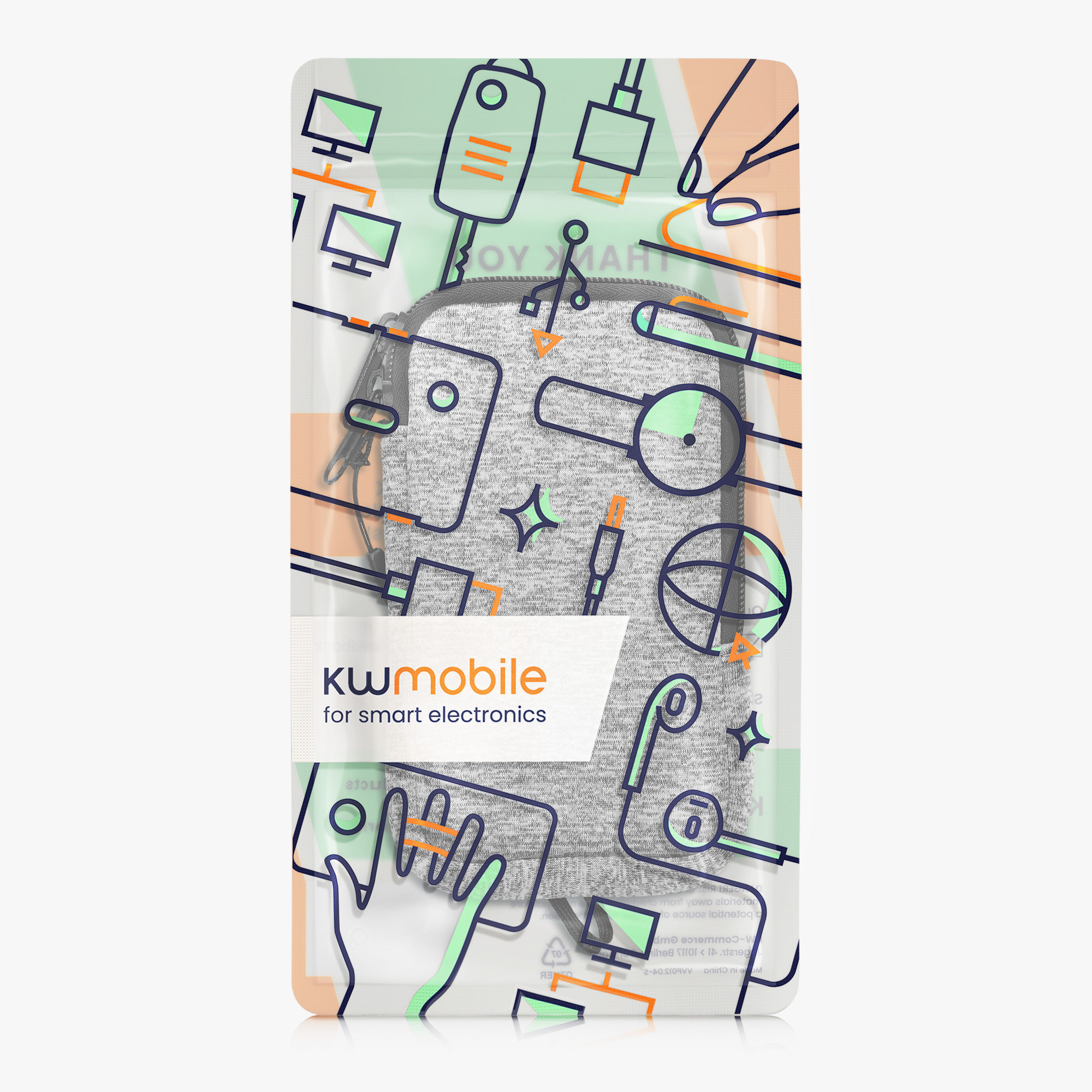 Univerzální pouzdro na mobil kwmobile pro Universal Phone Pouch Size M, sleeve in light grey matte / white
