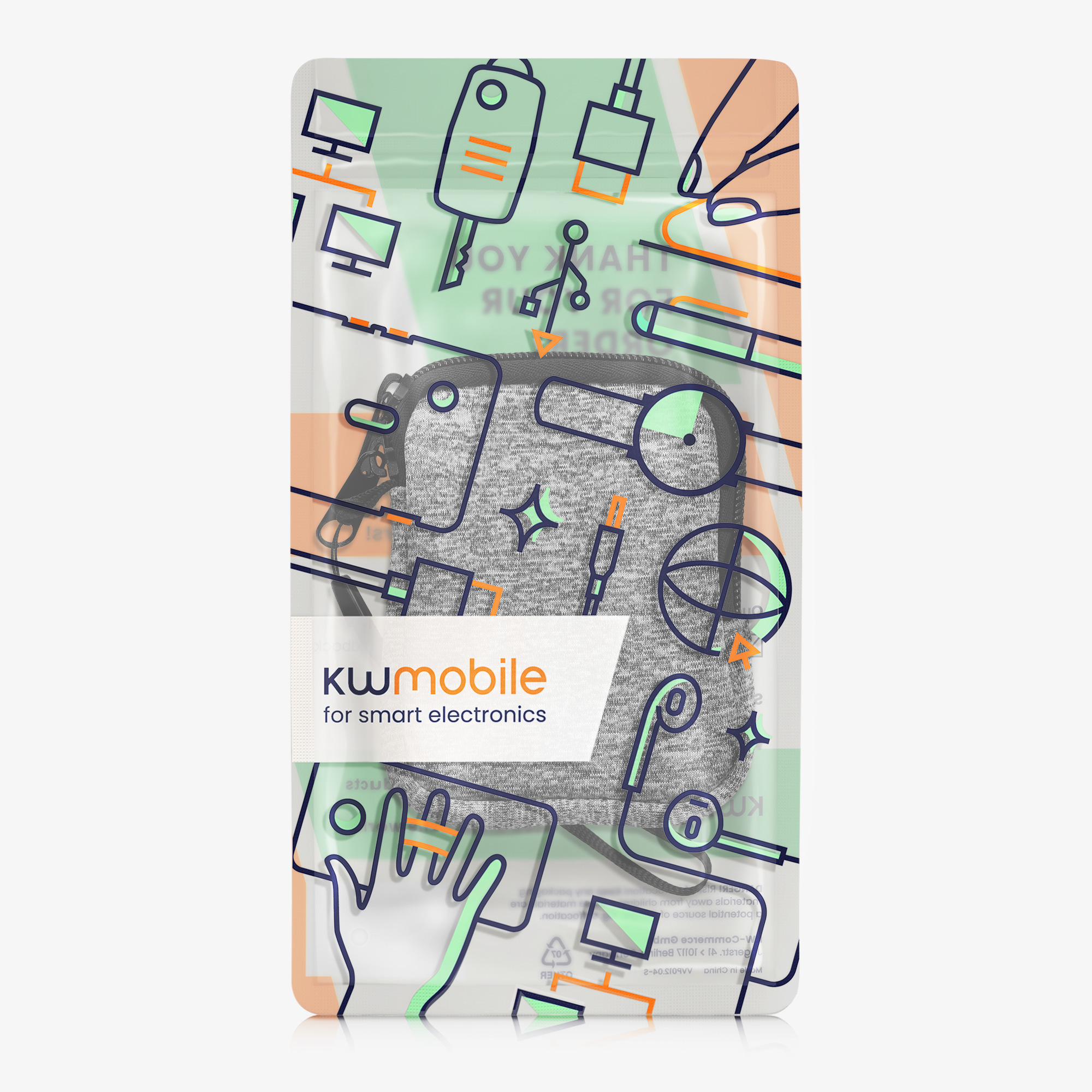Univerzální pouzdro kwmobile na mobil XXS - 3 / 3,5" - světle šedá matná / bílá