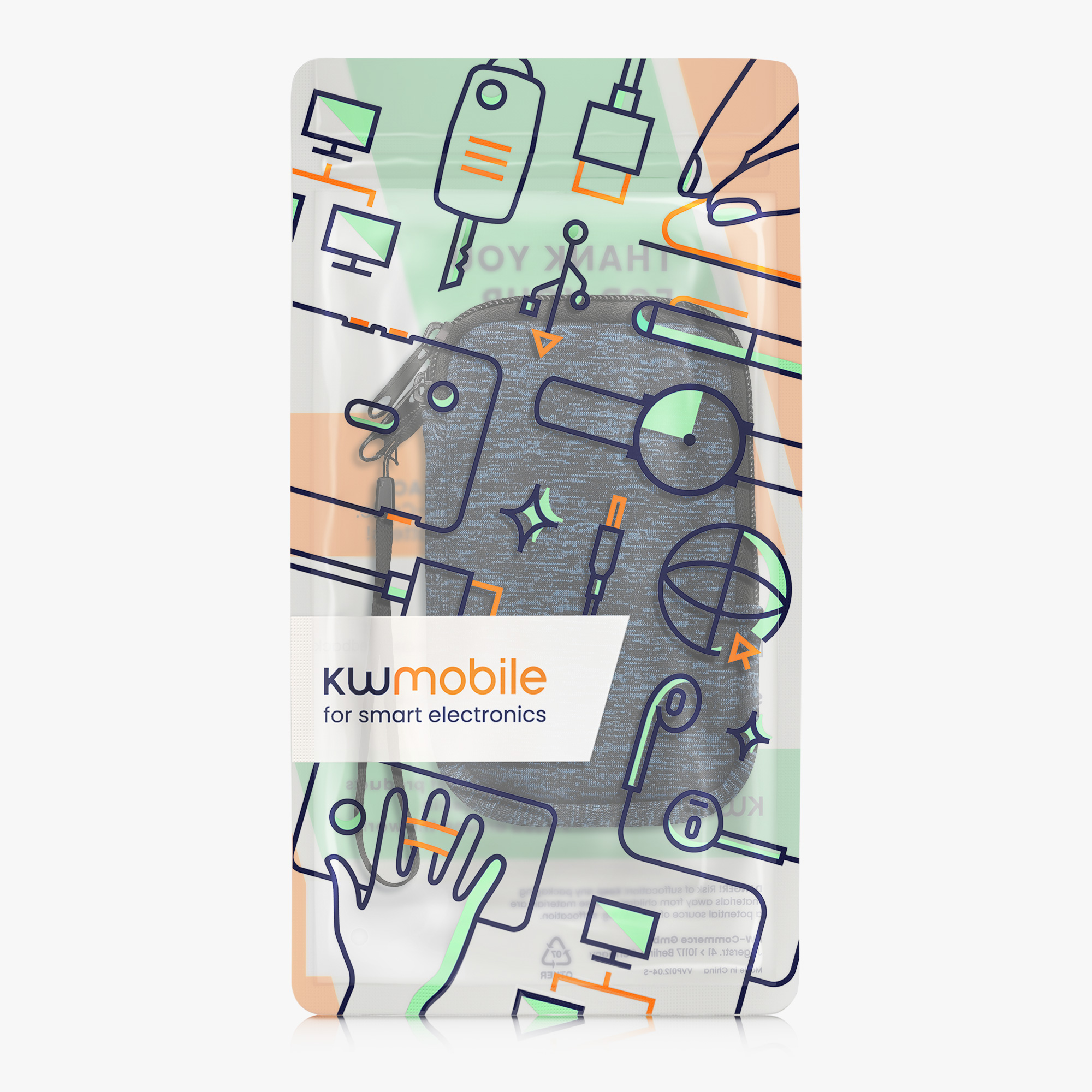 Univerzální pouzdro na mobil univerzální mobil do 4,5" / velikost S kwmobile - sleeve in deep ocean / černá