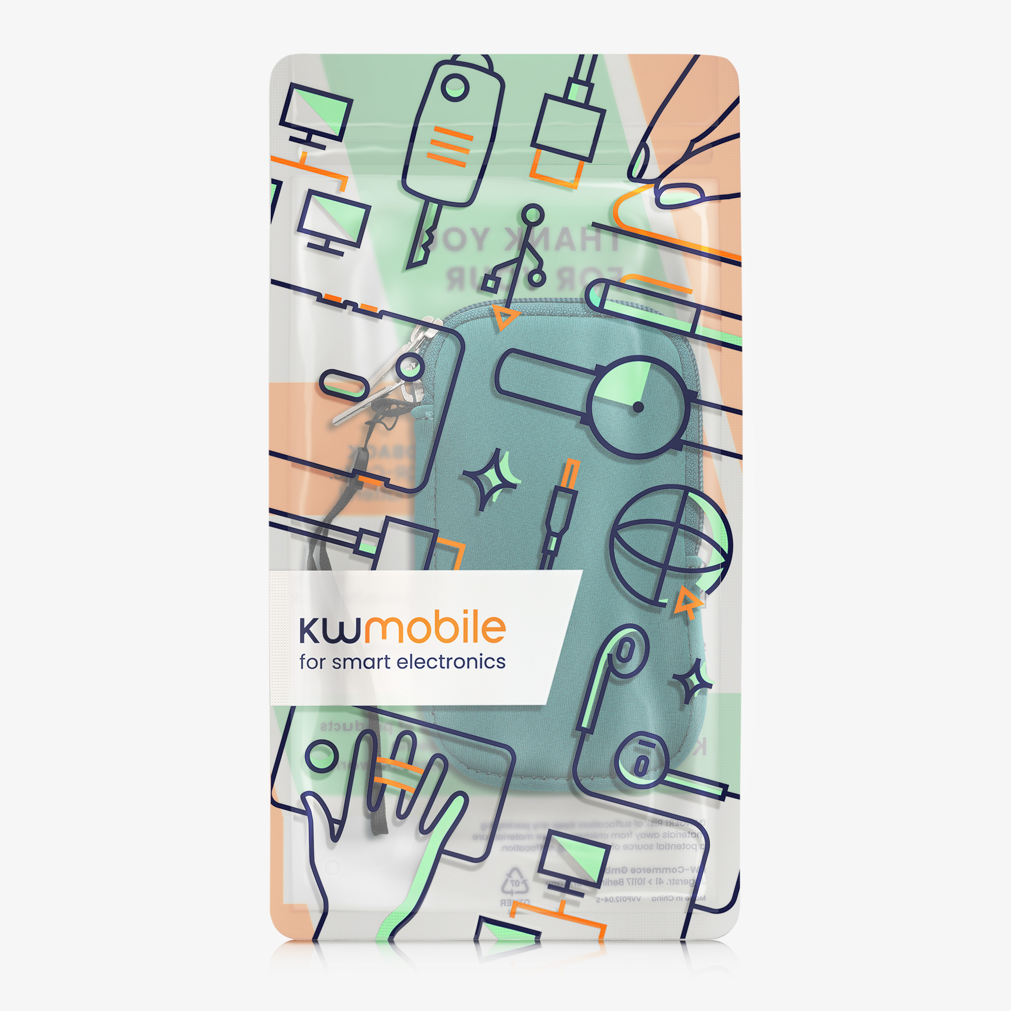 Univerzální pouzdro na mobil univerzální mobil do 4,5" / velikost S kwmobile - sleeve in petrol