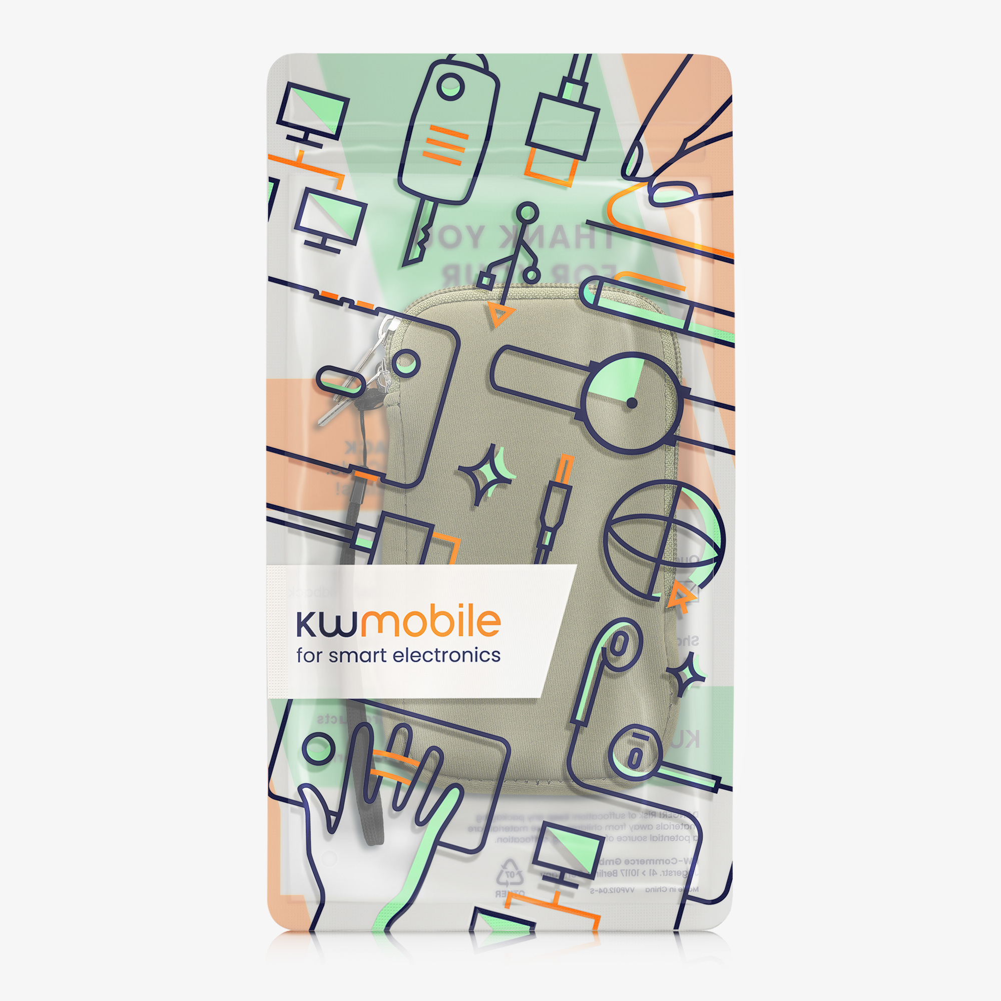 kwmobile univerzální pouzdro na mobil L 6.5", neopren, šedozelená