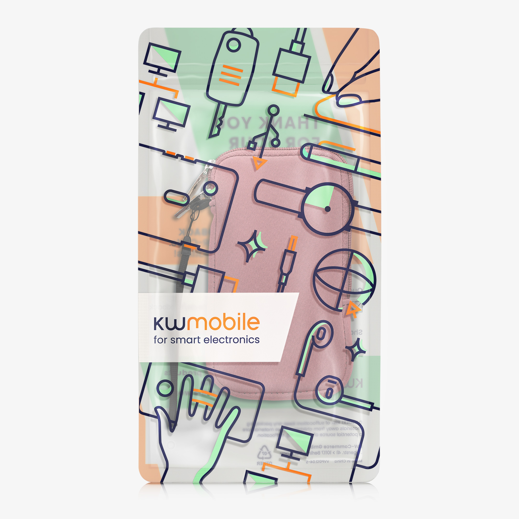 kwmobile univerzální pouzdro na mobil L 6.5", neopren, pudrově růžová
