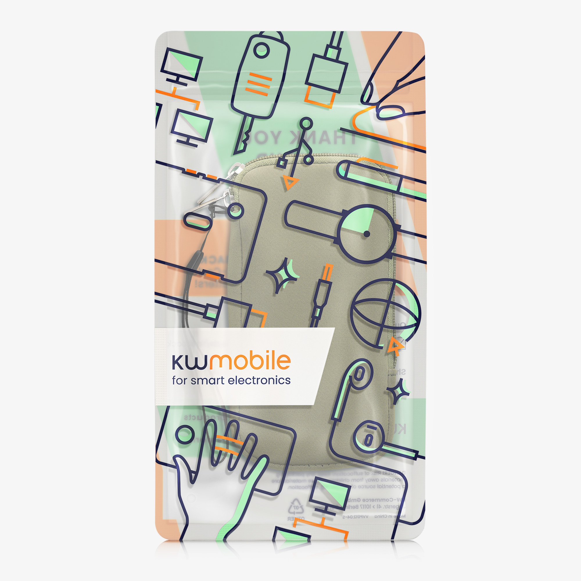 Univerzální pouzdro kwmobile na mobil XL 6,7/6,8" (17,7 x 8,5 cm) - šedozelená