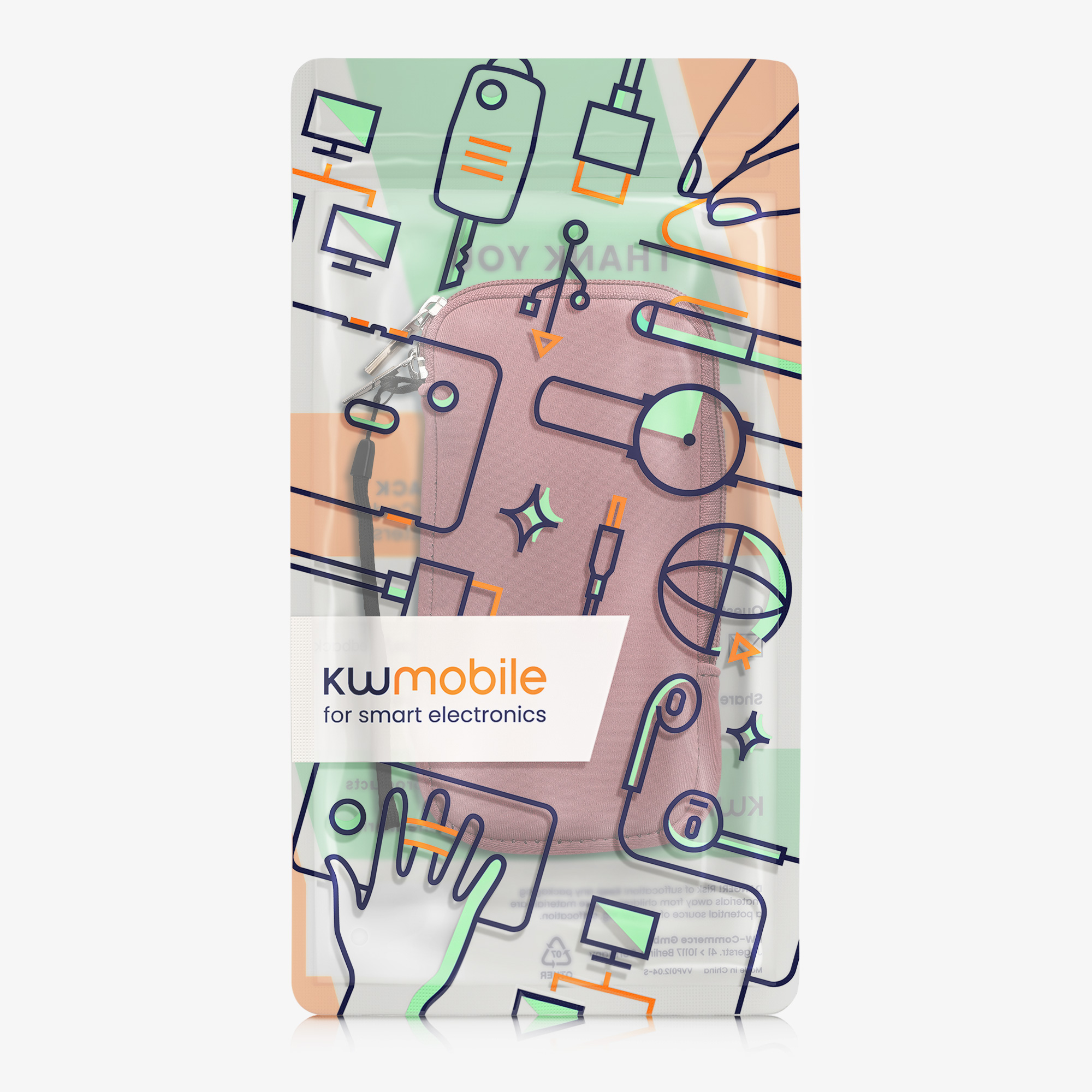 Univerzální pouzdro na mobil kwmobile - XL - 17,7 x 8,5 cm (6.7/6.8") - pudrově růžová
