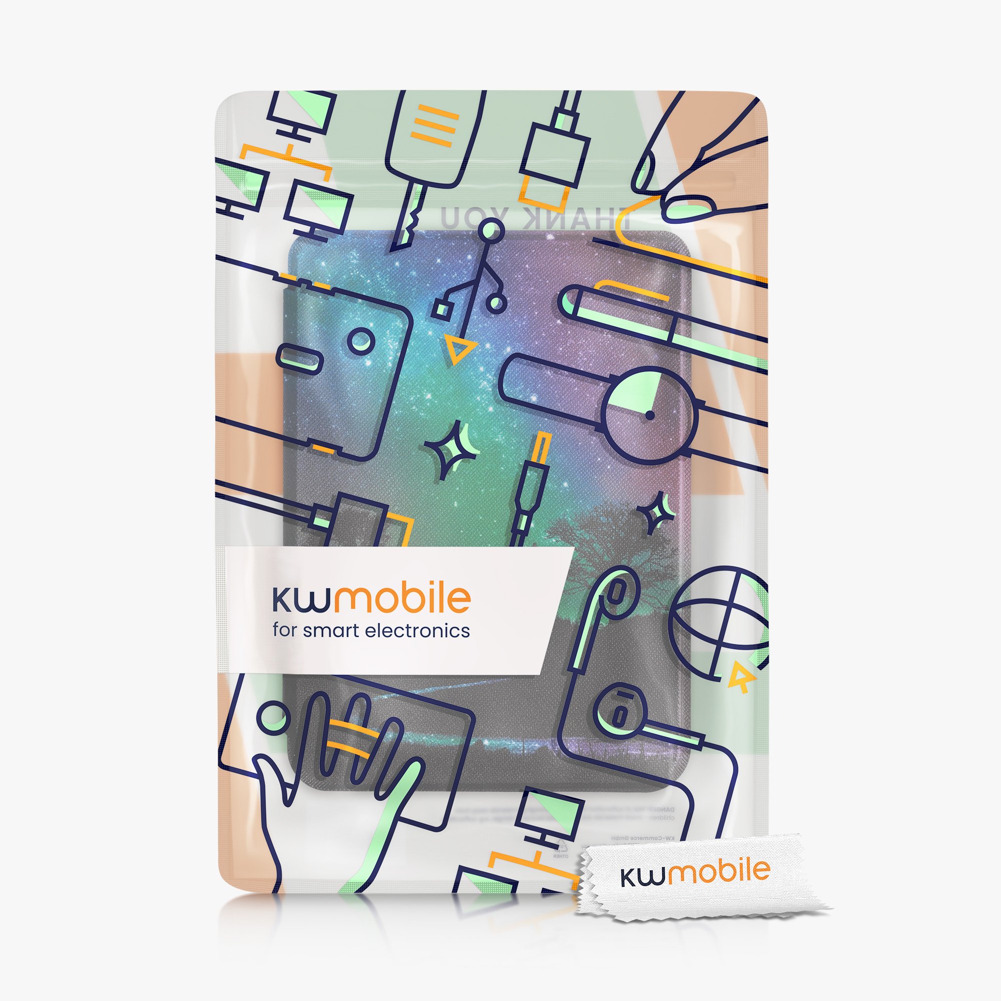 Pouzdro na čtečku Tolino Shine 3 kwmobile - starry giraffes / černá / tmavě modrá / tmavě růžová