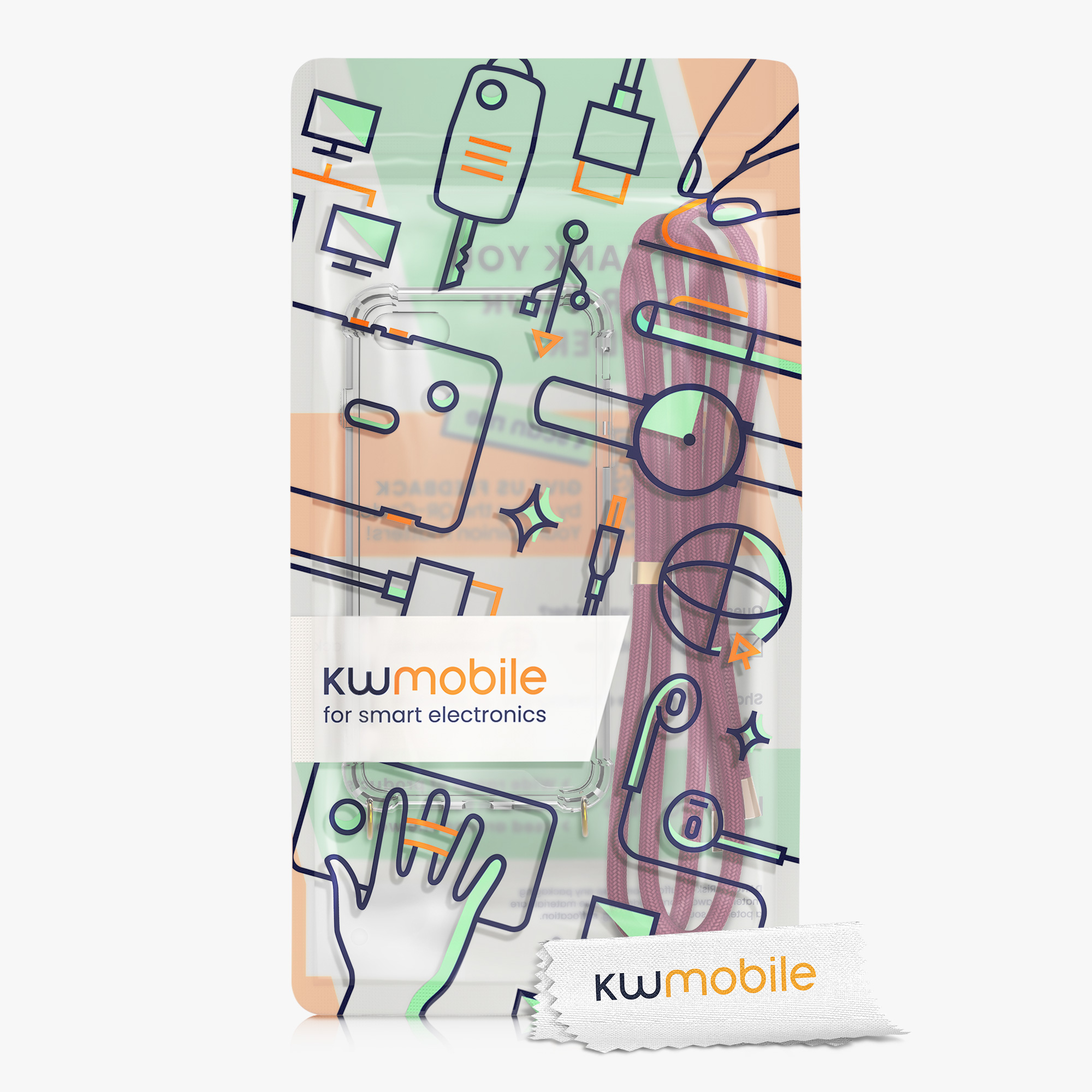 Crossbody kryt kwmobile pro iPhone SE 2022/2020/8/7 - tmavě červená / transparentní