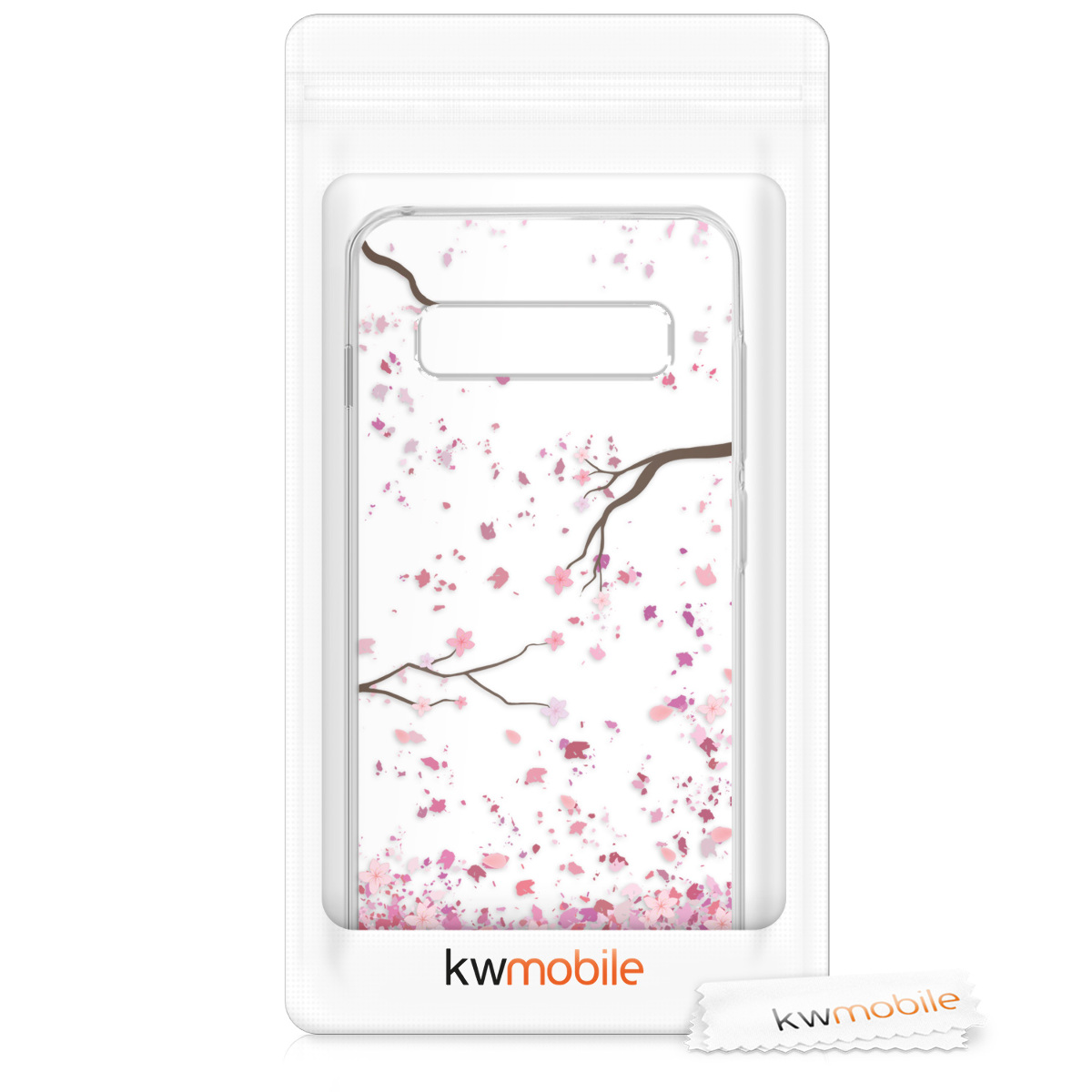 Čirý kryt na mobil Samsung Galaxy S10 kwmobile Cherry Blossoms růžovo-tmavě hnědo-transparentní