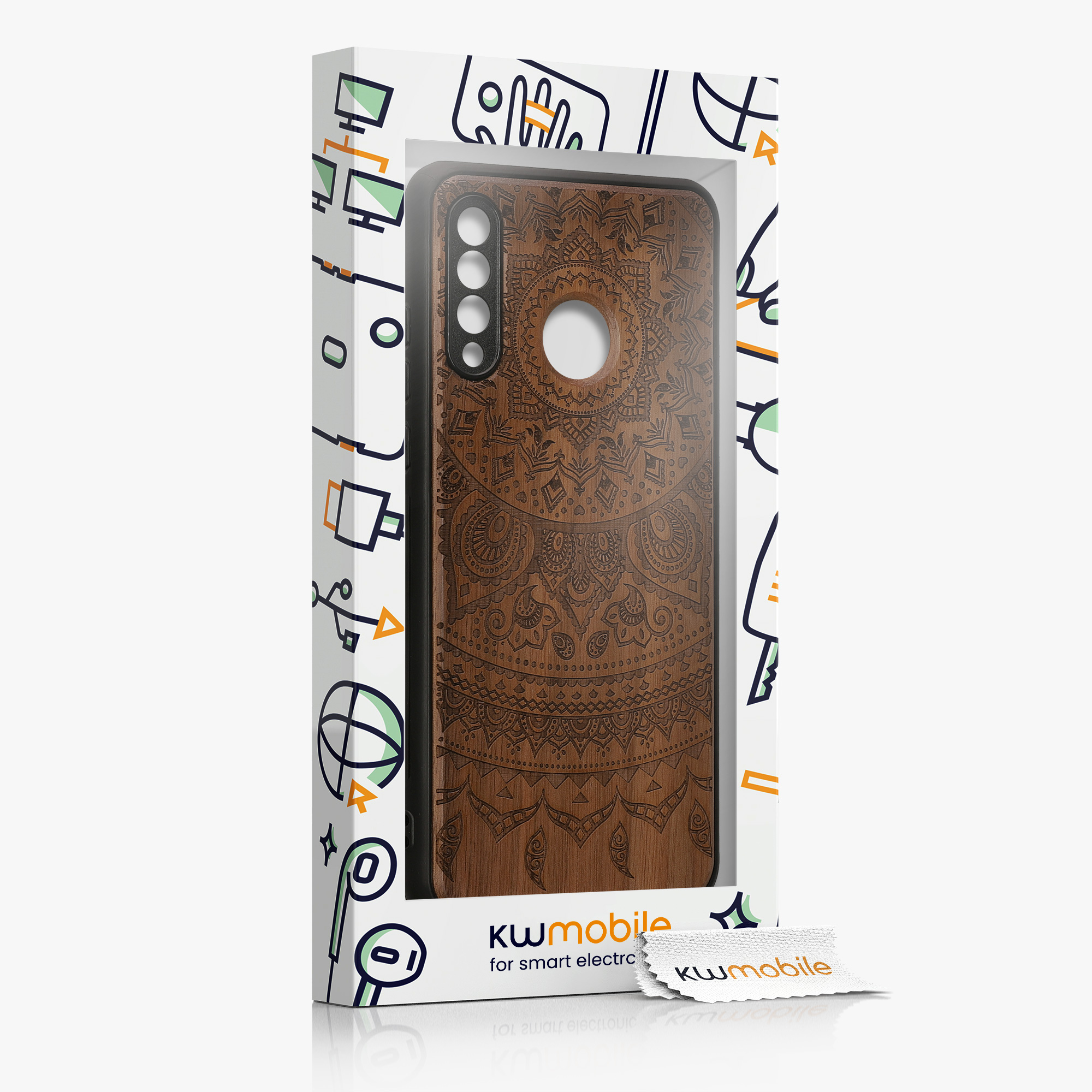 Dřevěný kryt kwmobile Huawei P30 Lite, tmavě hnědý