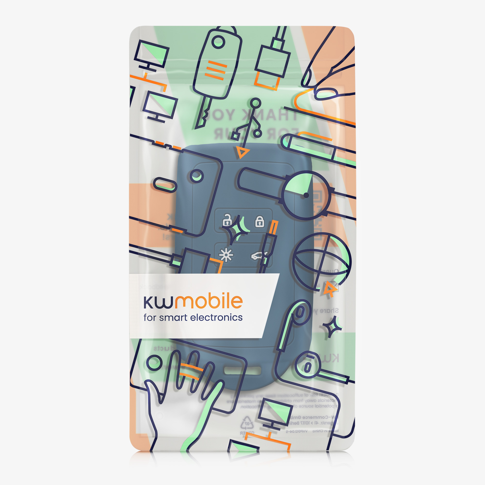 kwmobile pouzdro na klíč Renault 4 - tmavě modrá
