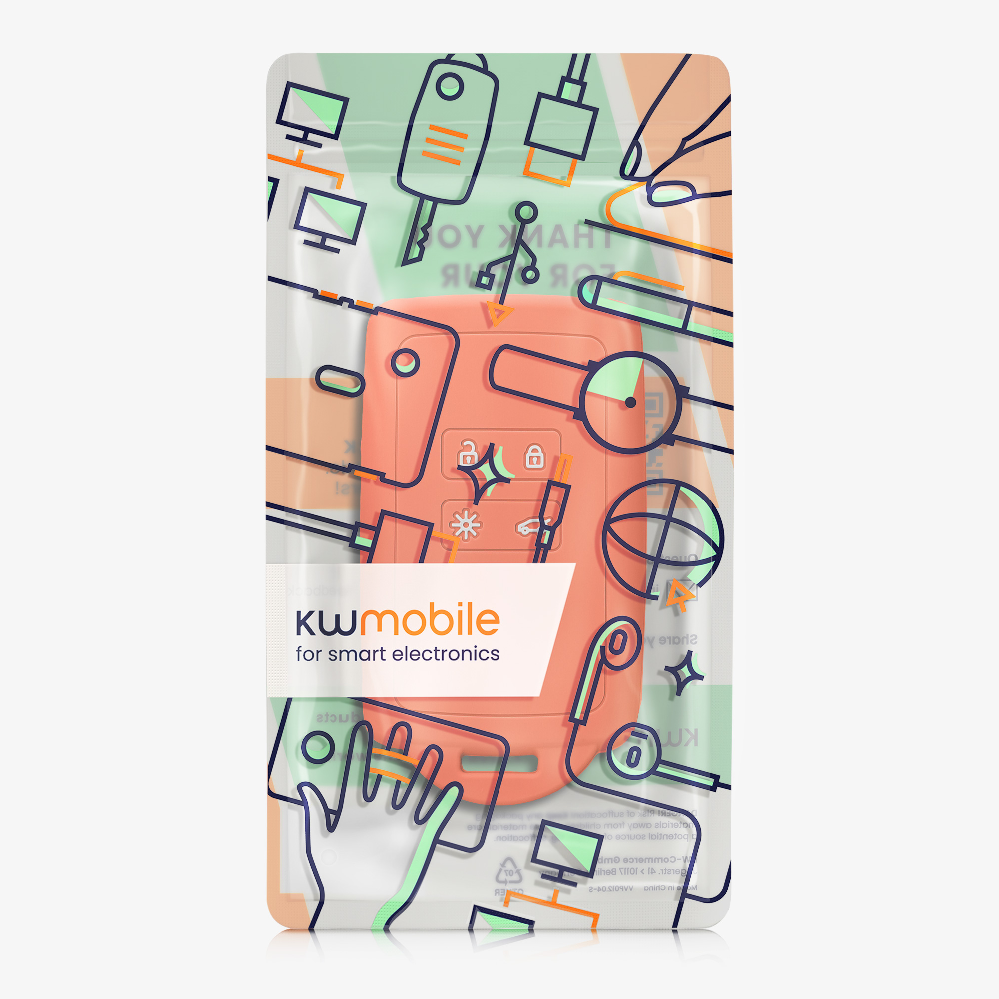kwmobile pouzdro na klíč Renault 4 - oranžová