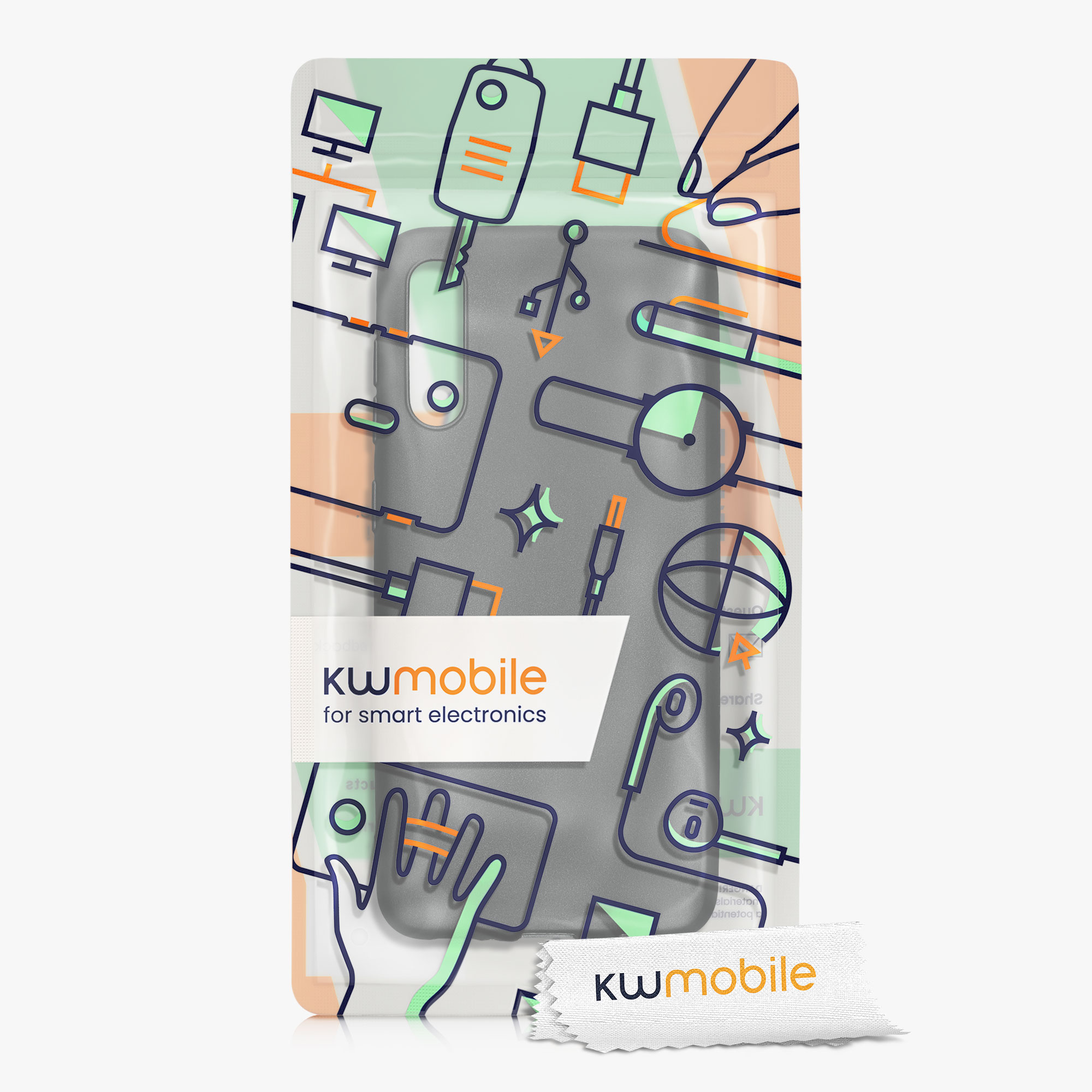Kryt na mobil Samsung Galaxy A50 kwmobile TPU metalický Metalická šedá