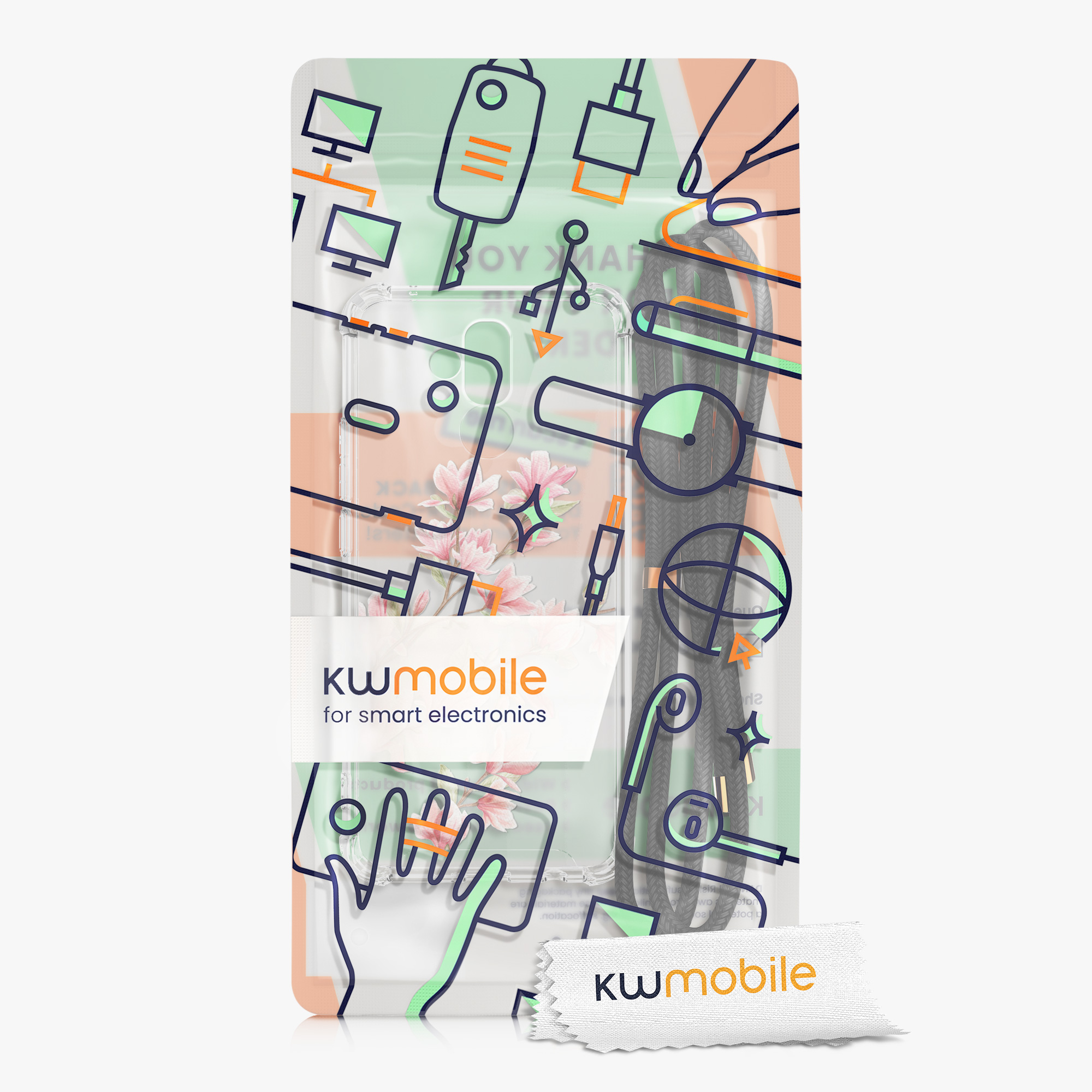Pouzdro na tablet - Huawei Mate 20 Lite Case Strap - kwmobile - bílá/růžová/transparentní