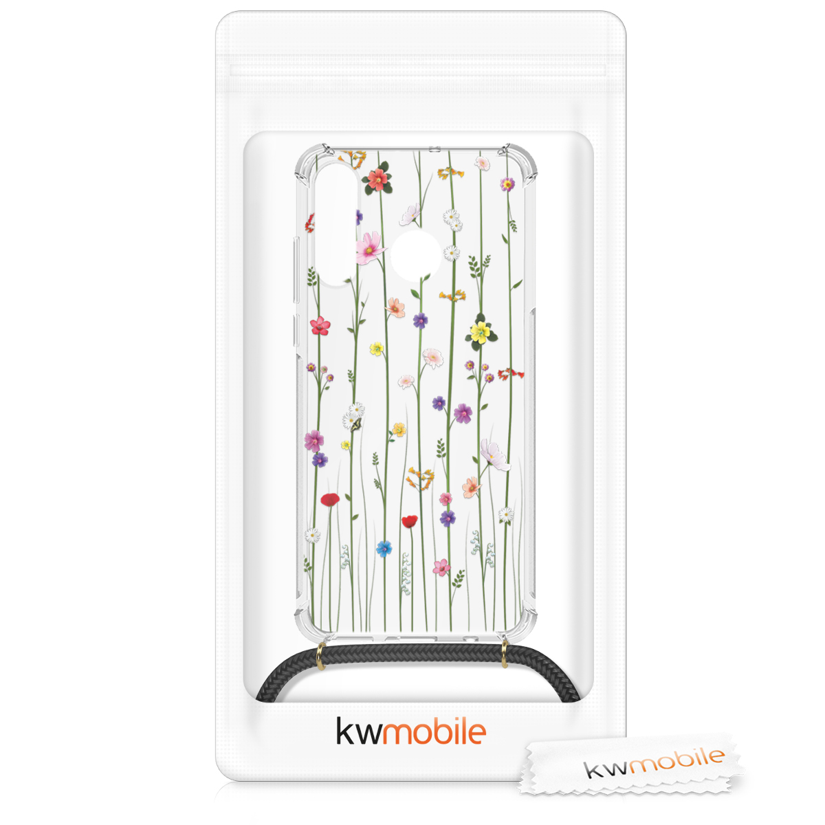 Crossbody kryt kwmobile Huawei P30 Lite, vícebarevné luční květy / transparentní