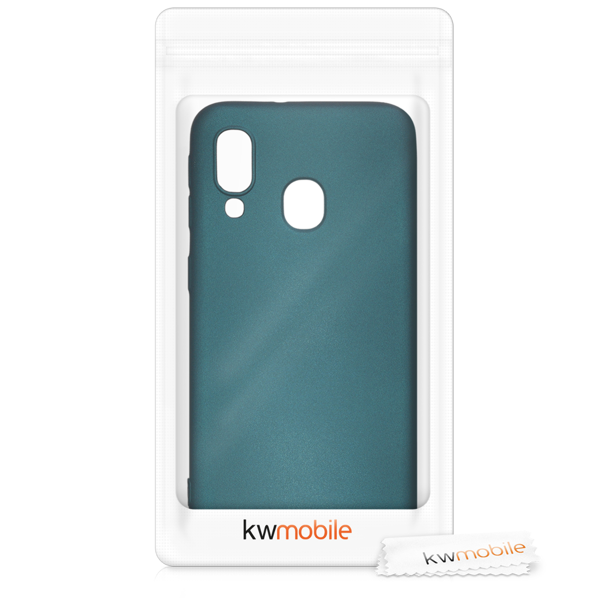 Kryt na mobil Samsung Galaxy A40 kwmobile TPU metalický Metalická petrolejová