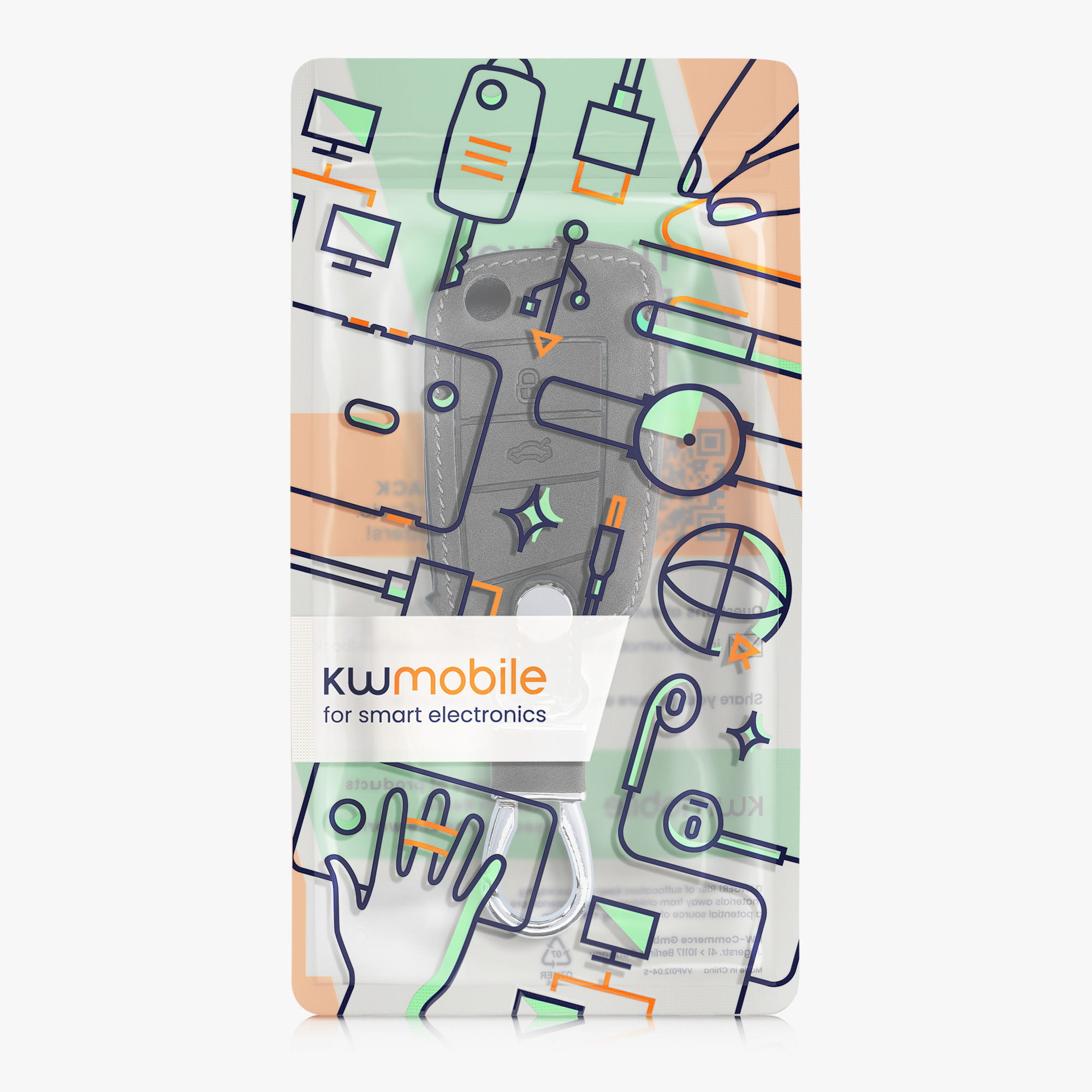 Pouzdro na klíč kwmobile pro VW Golf 7 MK7 3tlačítkový klíč - tmavě šedá