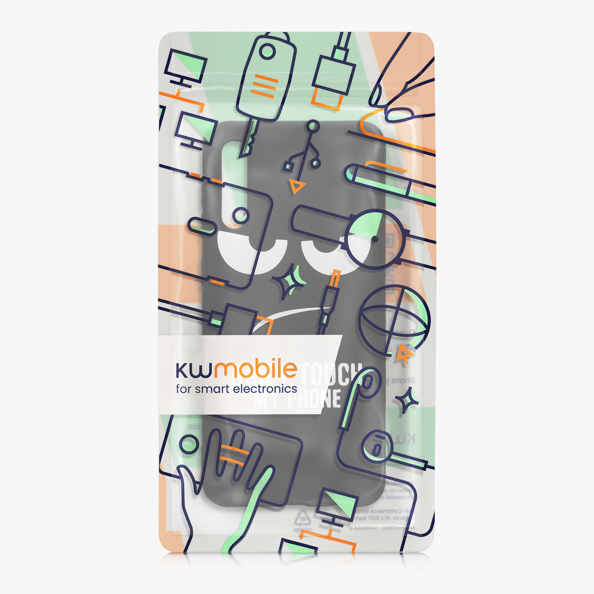 Kryt na mobil Samsung Galaxy A50 kwmobile motiv Don't Touch My Phone - Don't Touch My Phone - bílá / černá