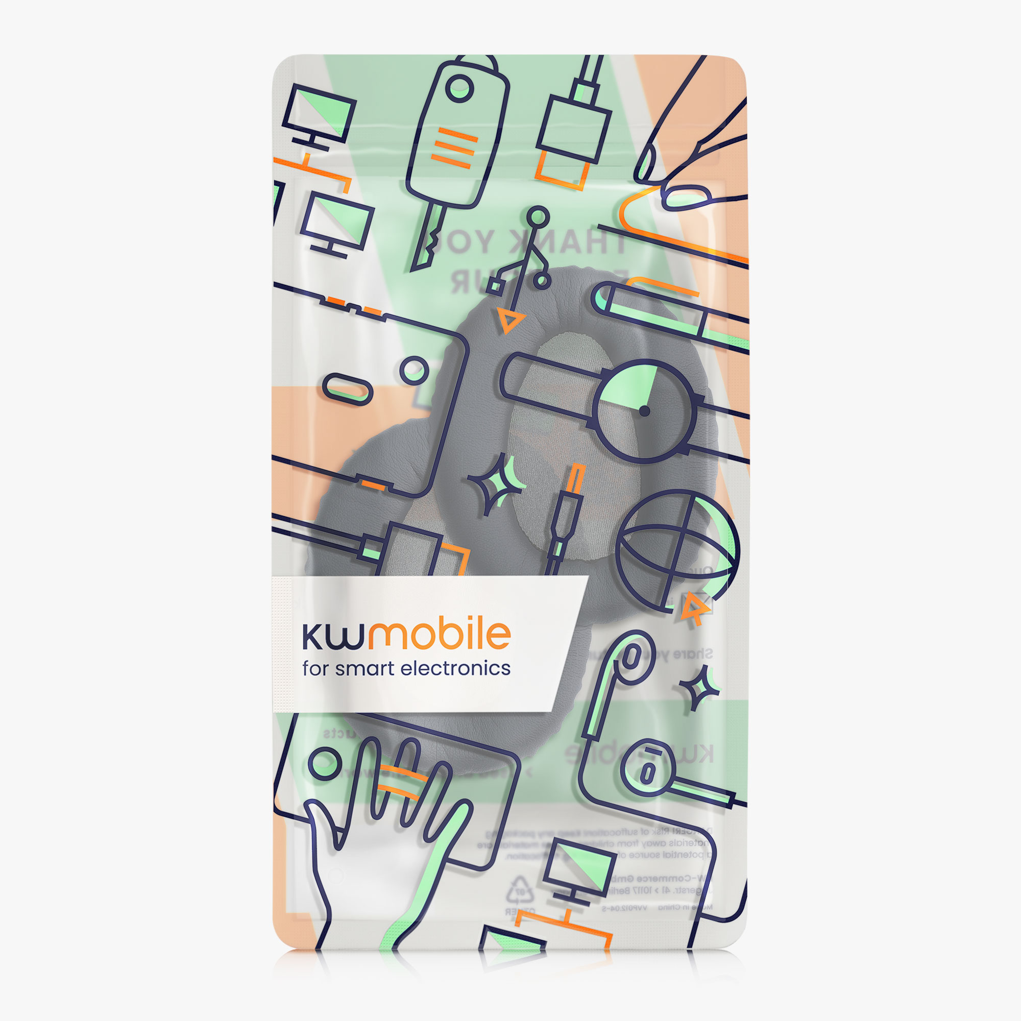 Náhradní náušníky kwmobile pro Sony WH-CH700N - 2 ks - tmavě šedá