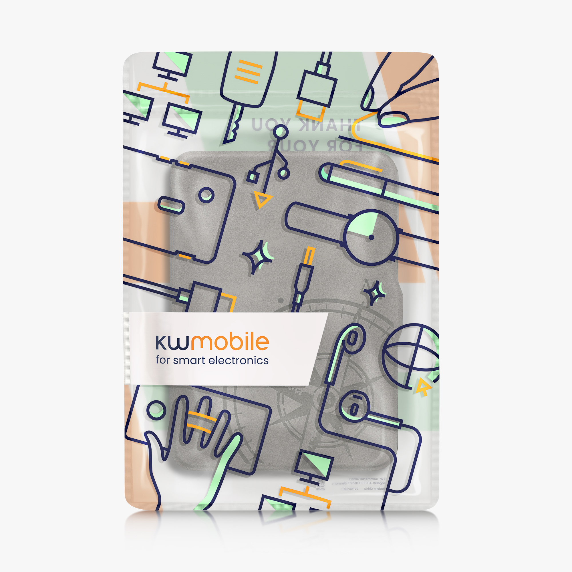 Pouzdro na čtečku kwmobile pro Tolino Vision 1 / 2 / 3 / 4 HD - motiv Navigational Compass, šedá